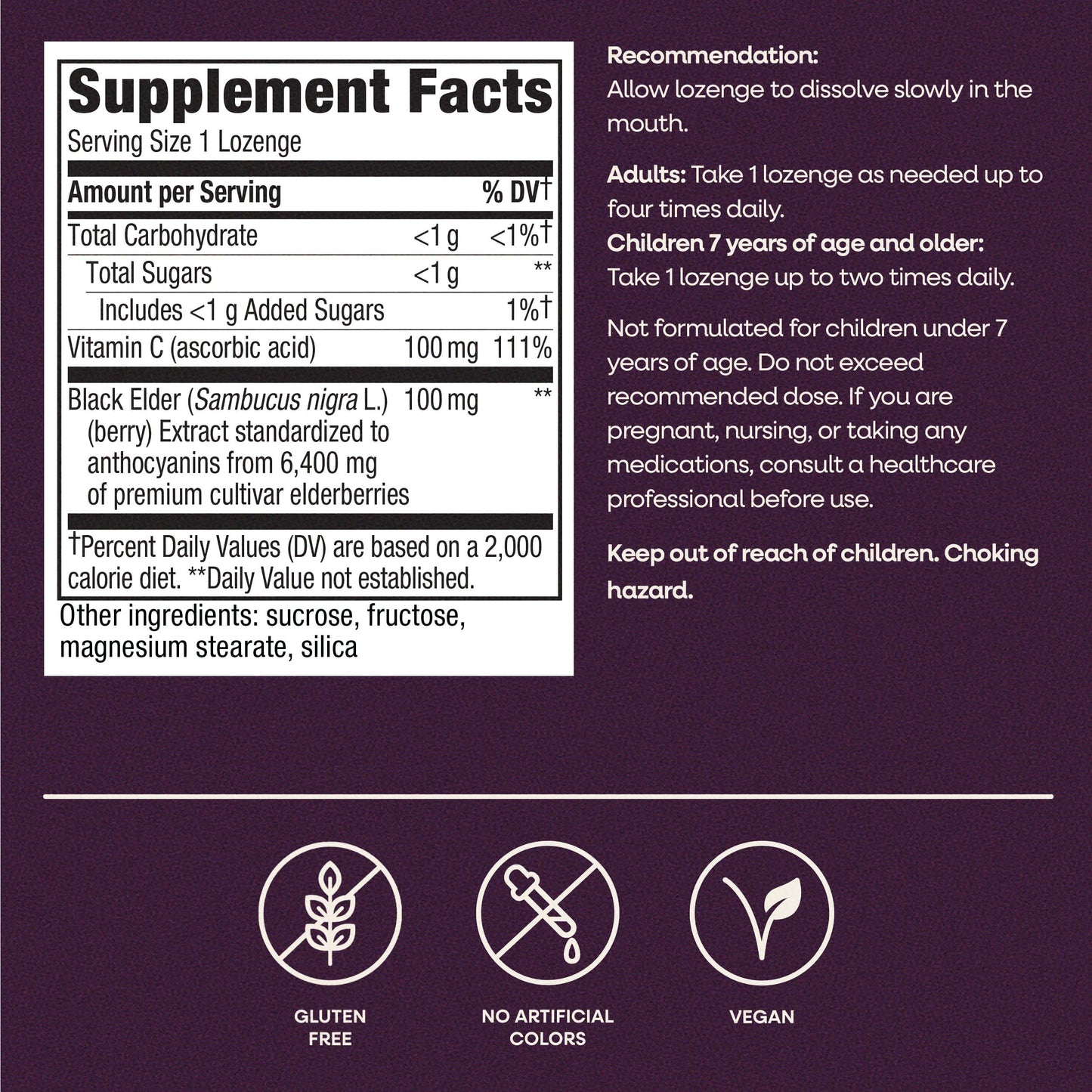 Nature's Way Sambucus Immune Lozenges, Elderberry Flavored, No Zinc, 30 Tablets