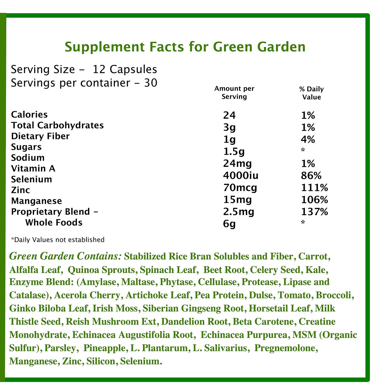 Frequency Foods Green Garden Caps 360 Capsules