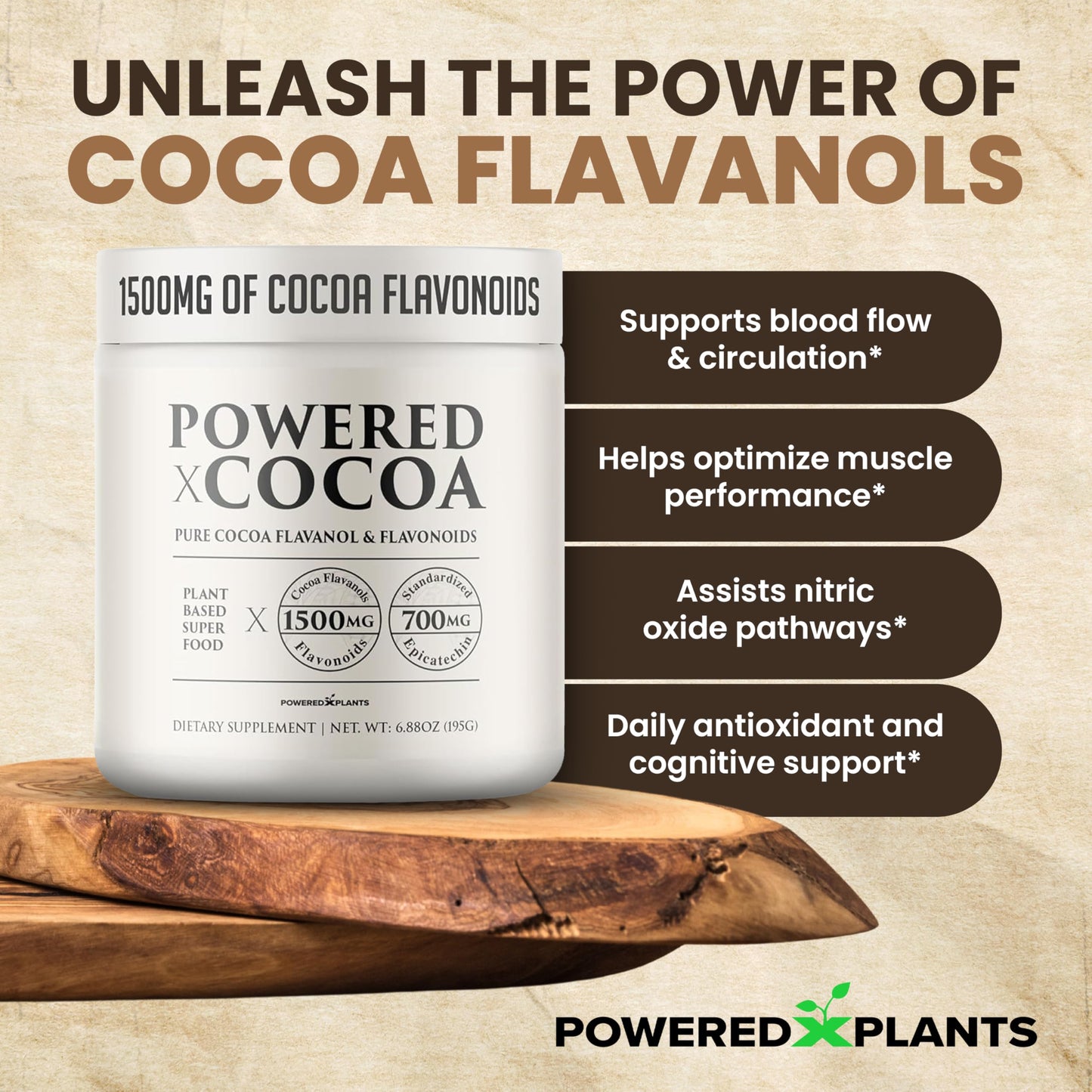 Powered X Plants High Flavanol Cocoa Powder 6.88 oz