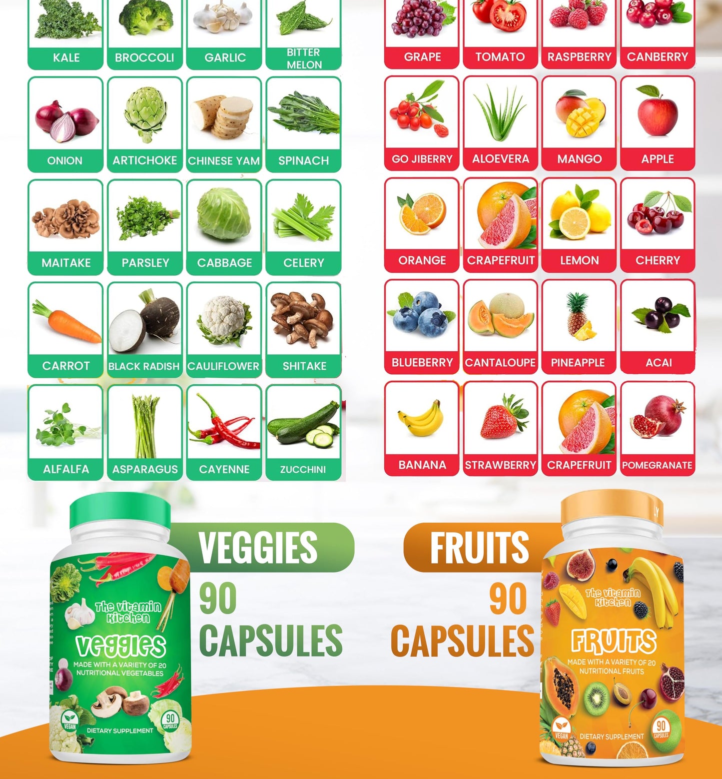 The Vitamin Kitchen Fruit and Veggie Supplements Capsules 90 Count