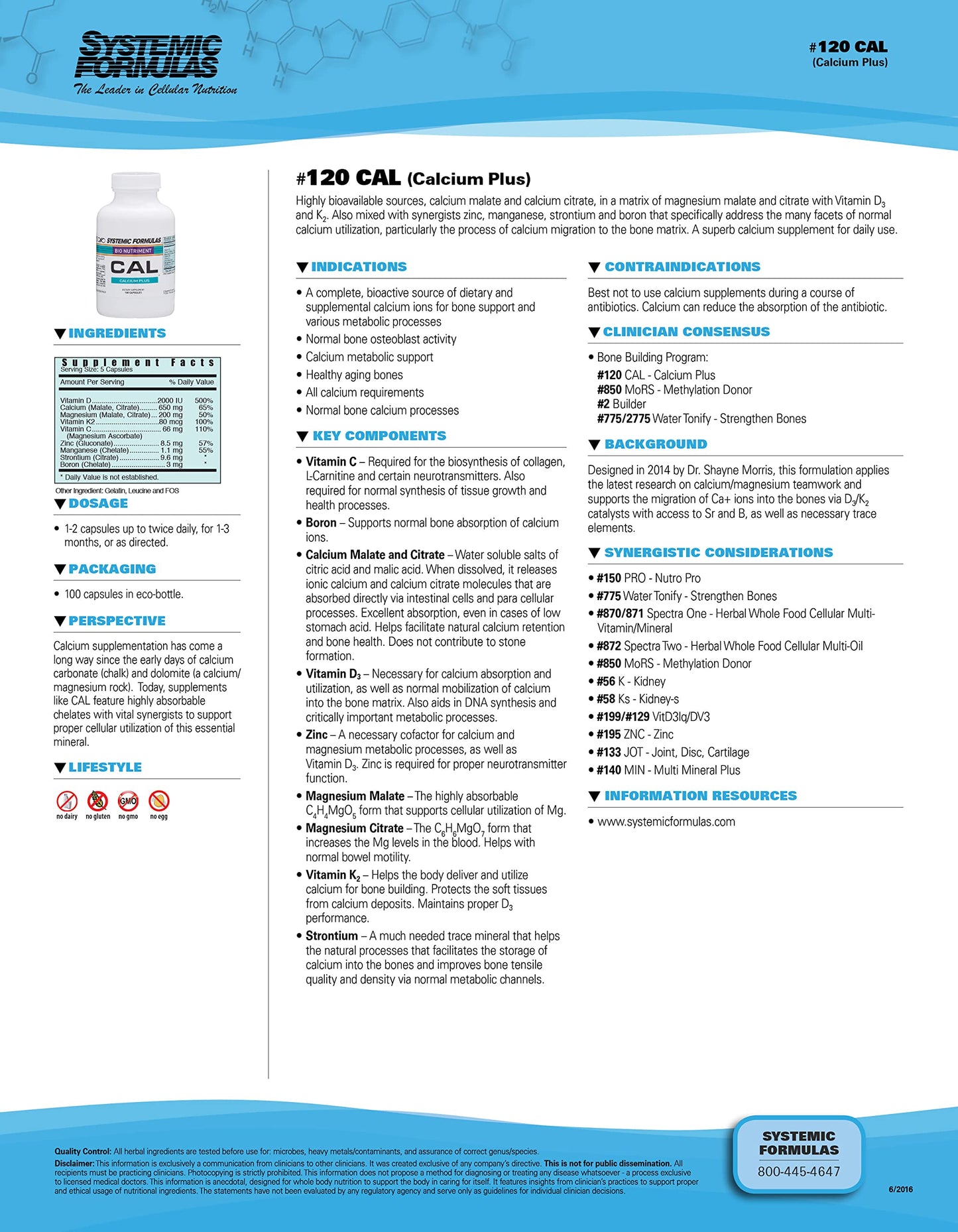 Systemic Formulas CAL Calcium Plus Capsules 100