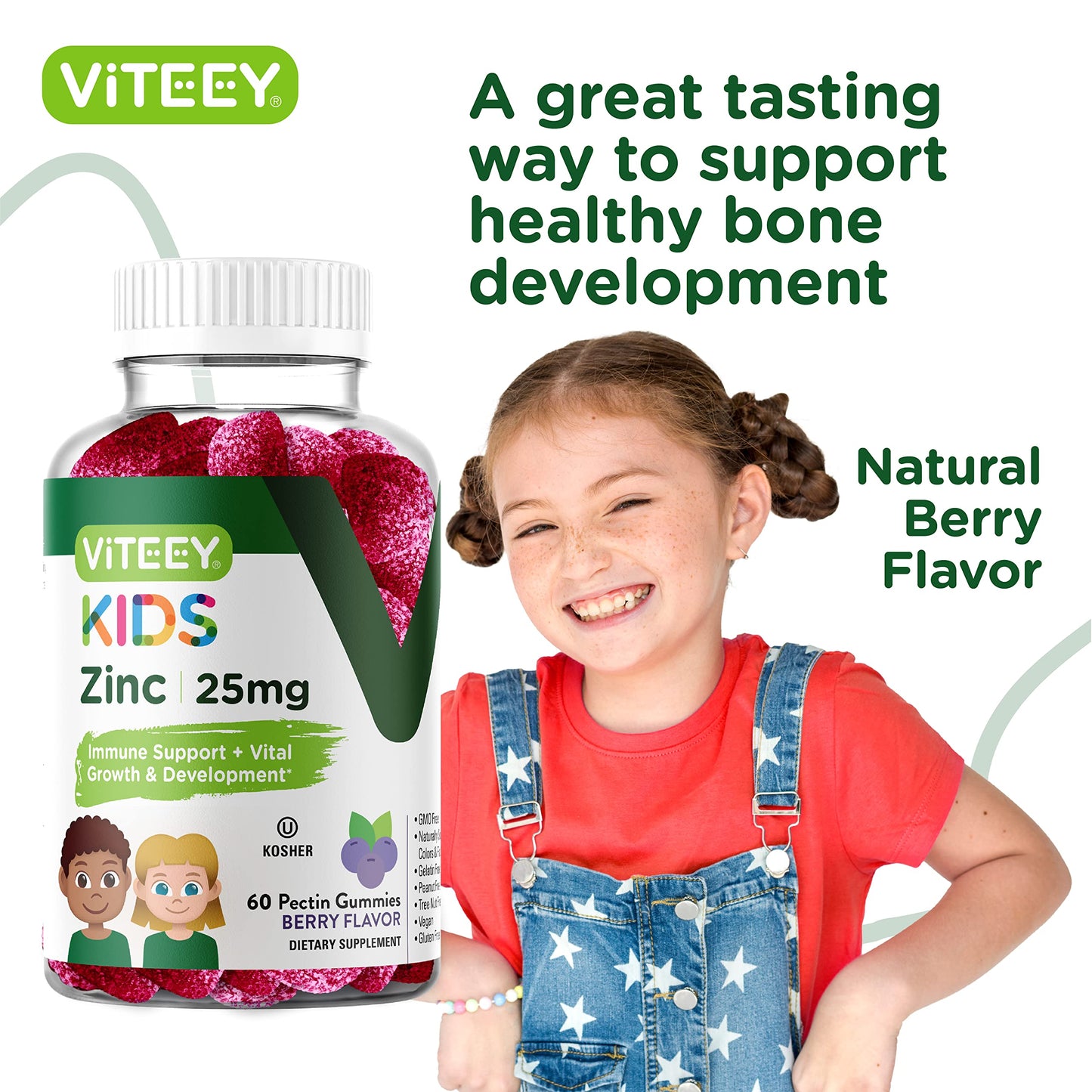 Viteey Zinc for Kids Gummies 25mg, 60 Count