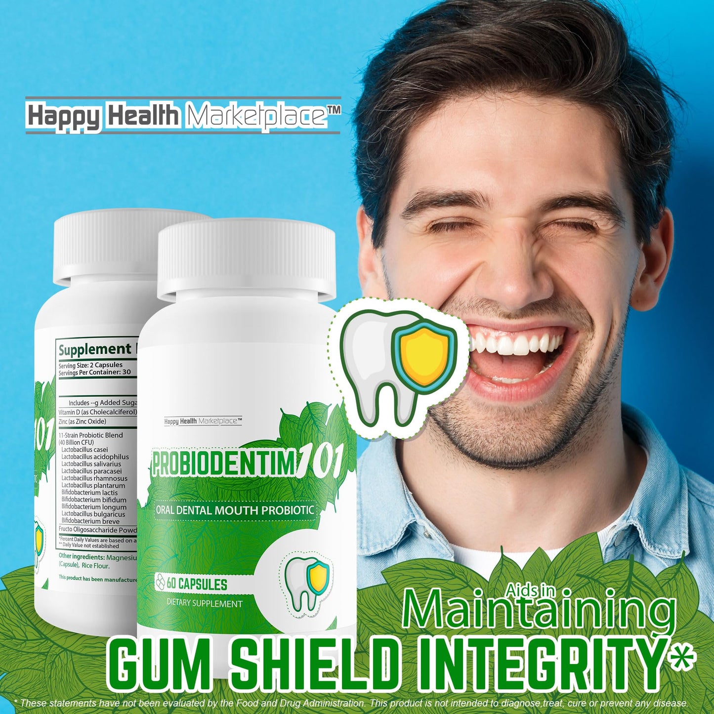 Happy Health Marketplace Probio Dentim 101 Oral Probiotics for Teeth and Gums 60 Capsules