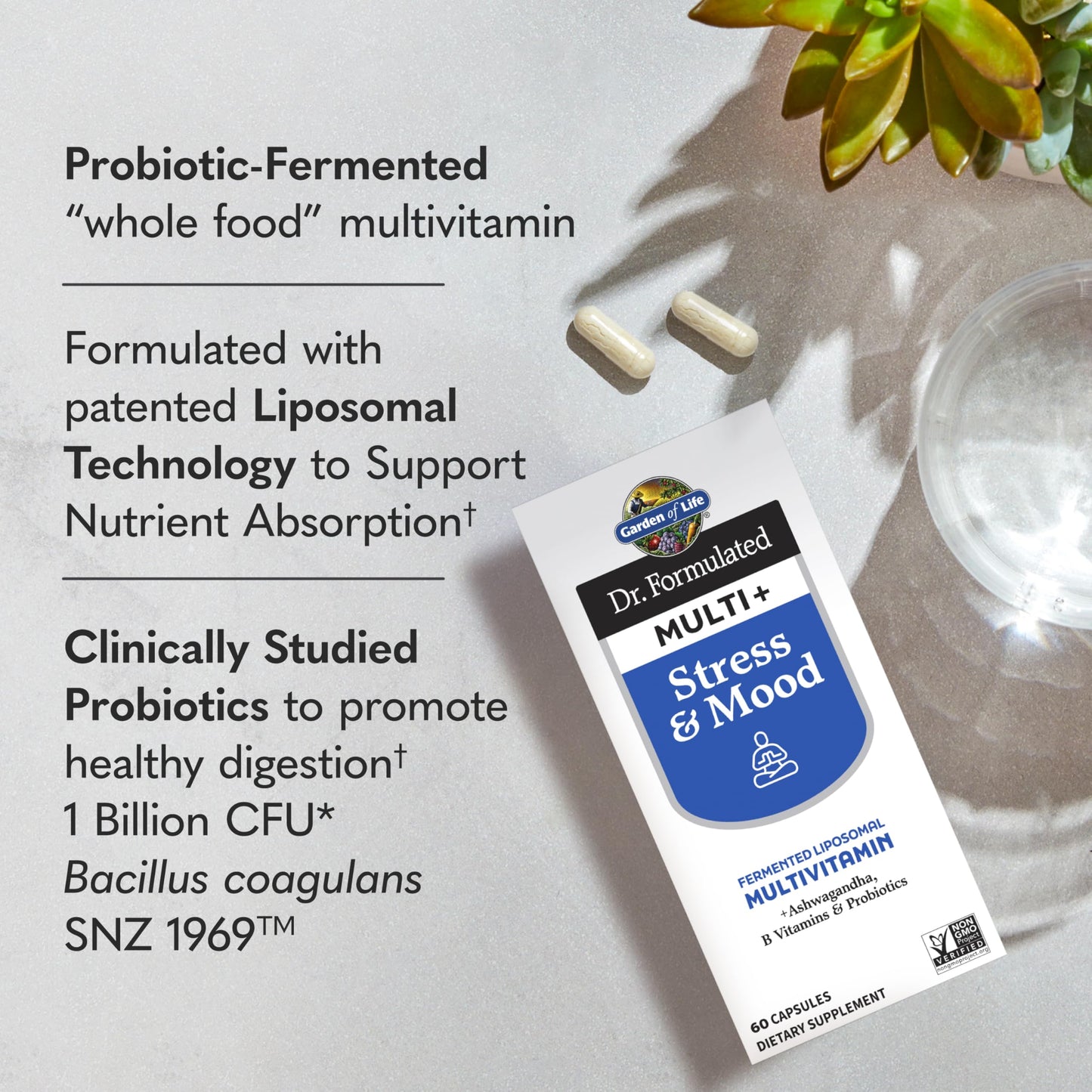 Garden of Life Dr. Formulated Multi+ Stress & Mood Capsules, 60 Count