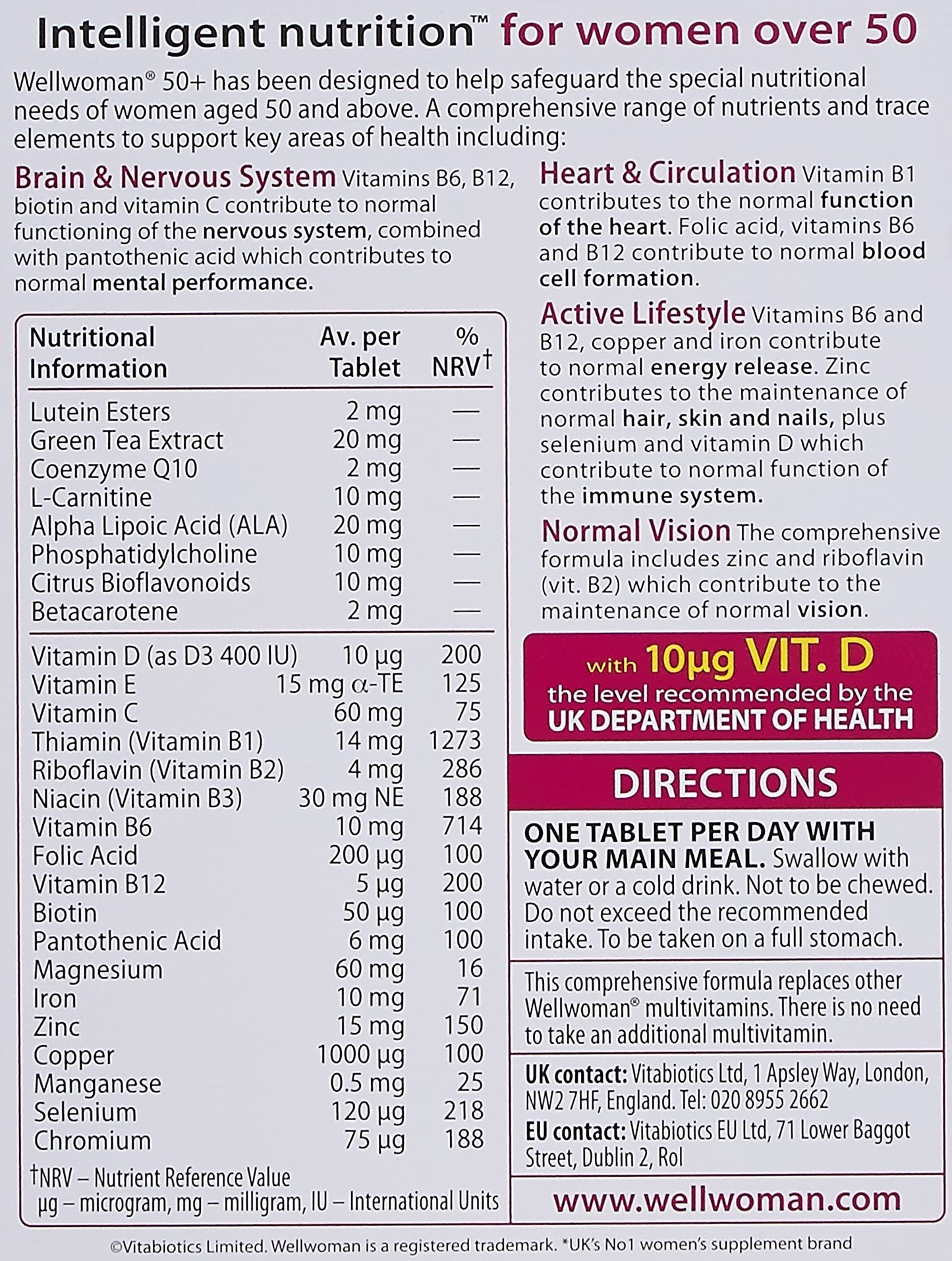 Wellwoman Vitabiotics 50+ Tablet, 30 Tablets