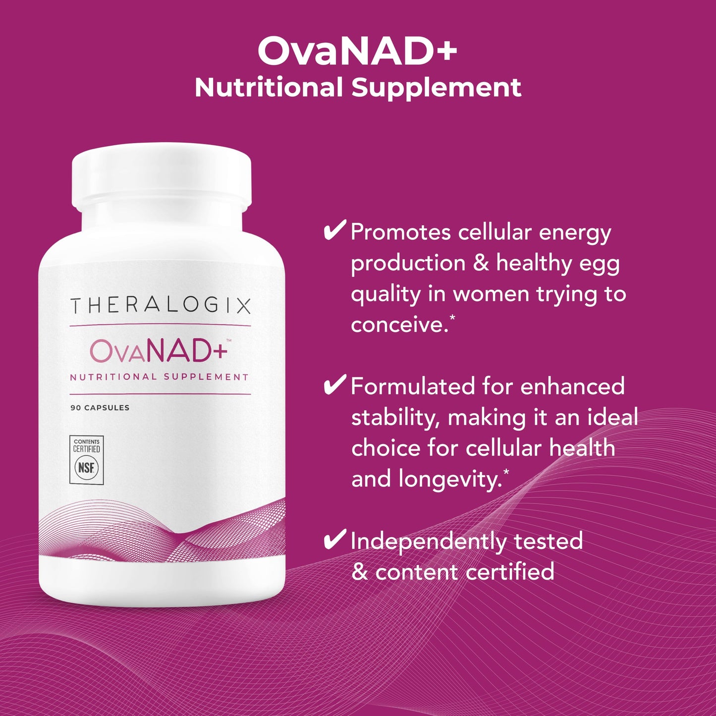 Theralogix OvaNAD+ NMN, NR & Pterostilbene – Fertility & Egg Quality Capsules, 90 Count