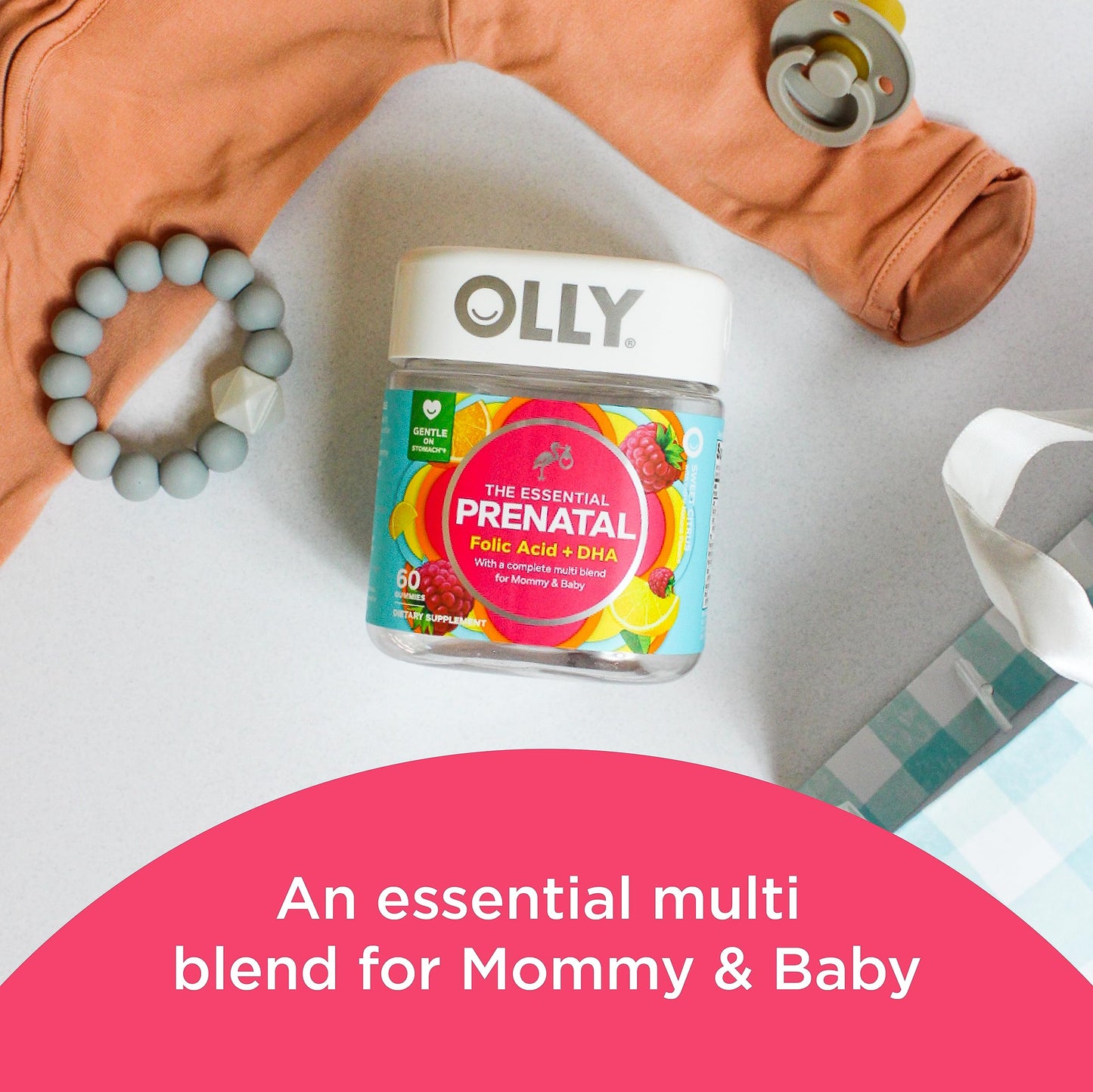 OLLY Essential Prenatal Gummy Multivitamin Chewable 180 Gummies