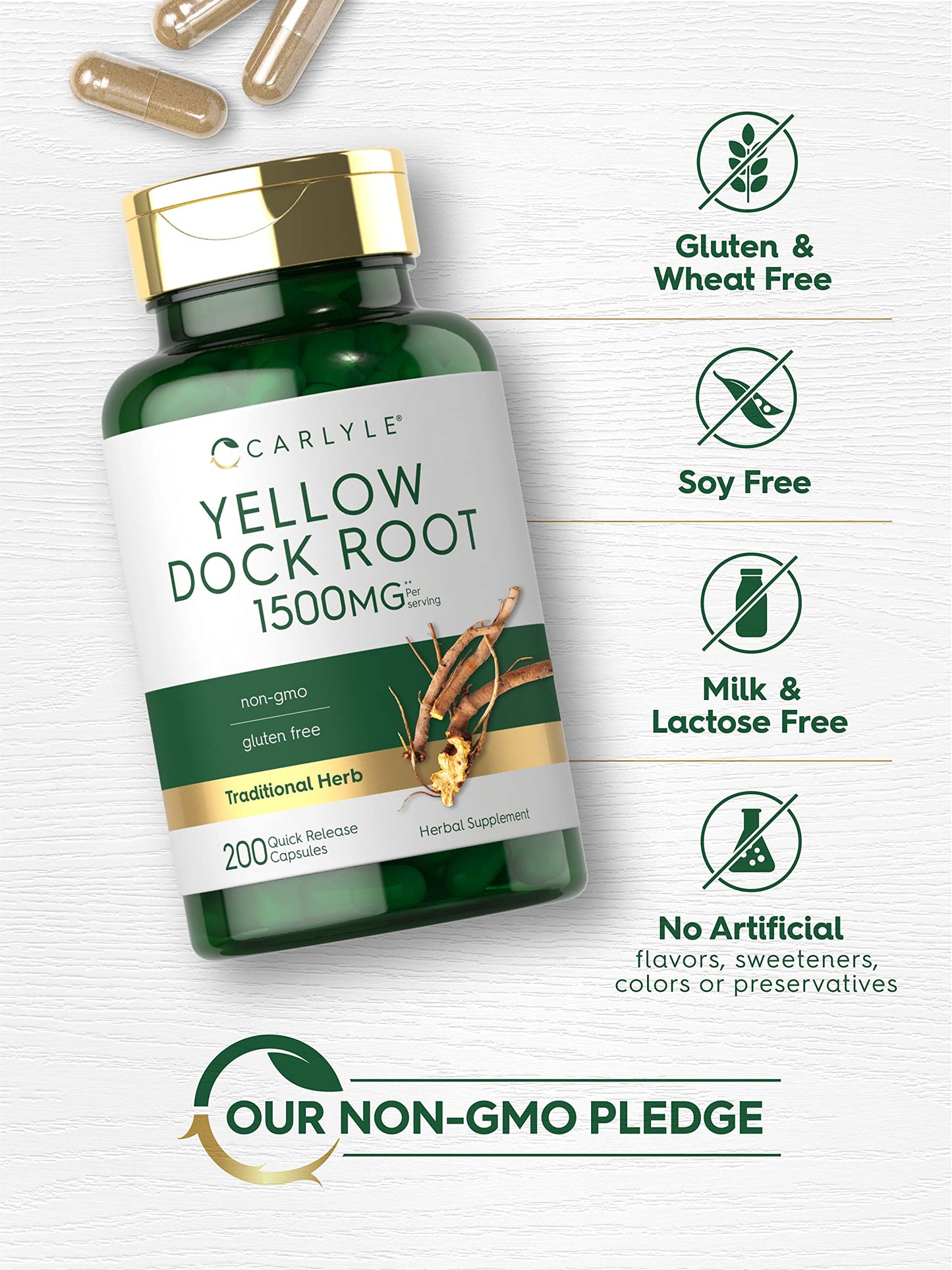 Carlyle Yellow Dock Root Capsules 200 Count
