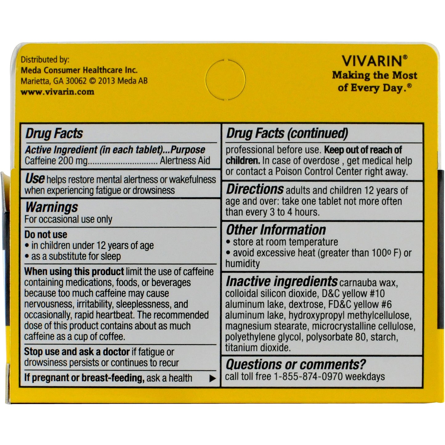 Vivarin Caffeine Alertness Aid 200mg Tablets, 40 Count