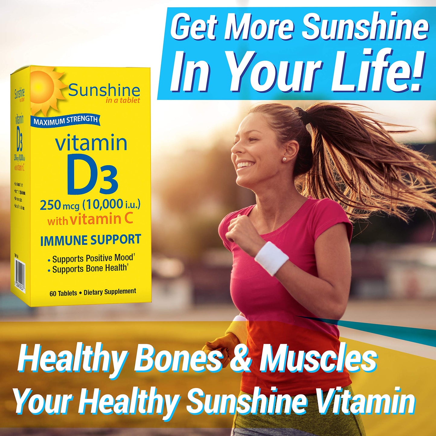 Sunshine Vitamin D 10,000 IU Tablets, 30 Count