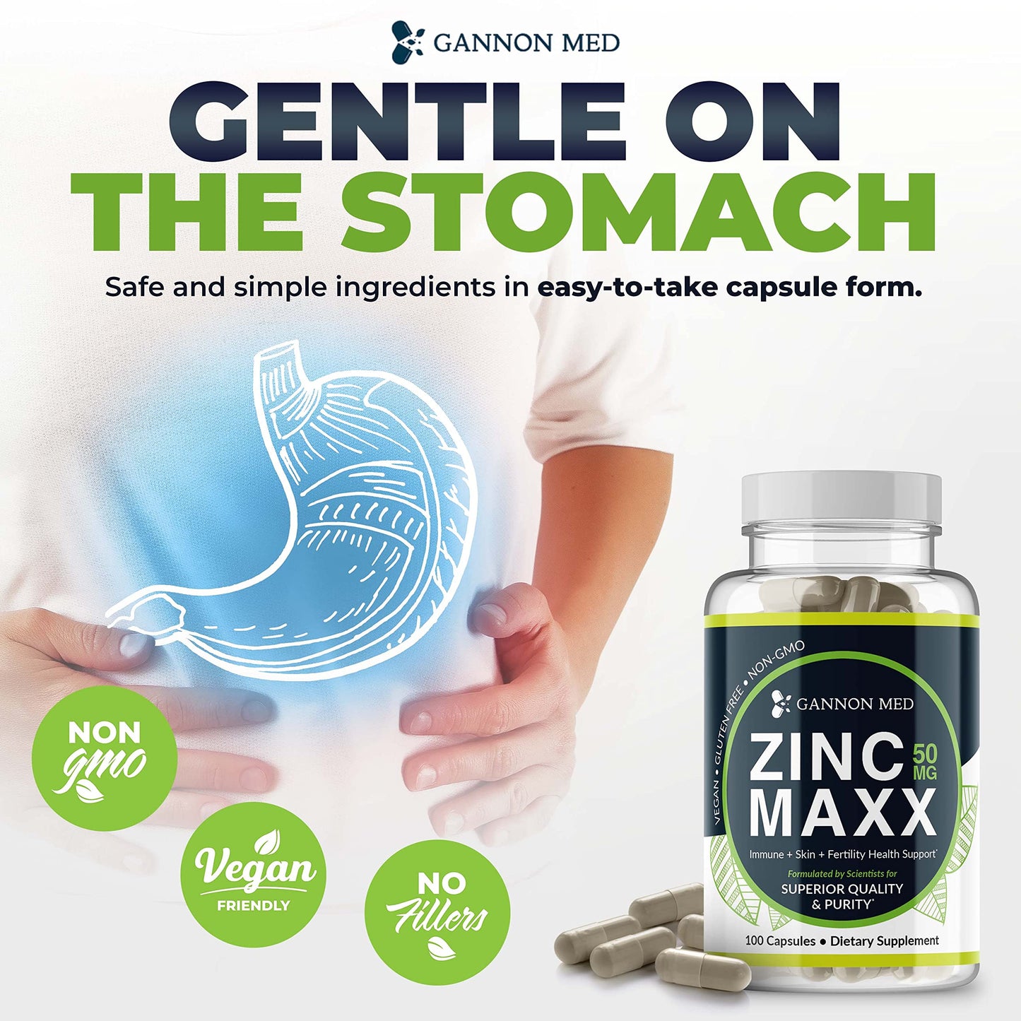 GANNON MED Zinc Chelate Immune Booster Tablets, 100 Count