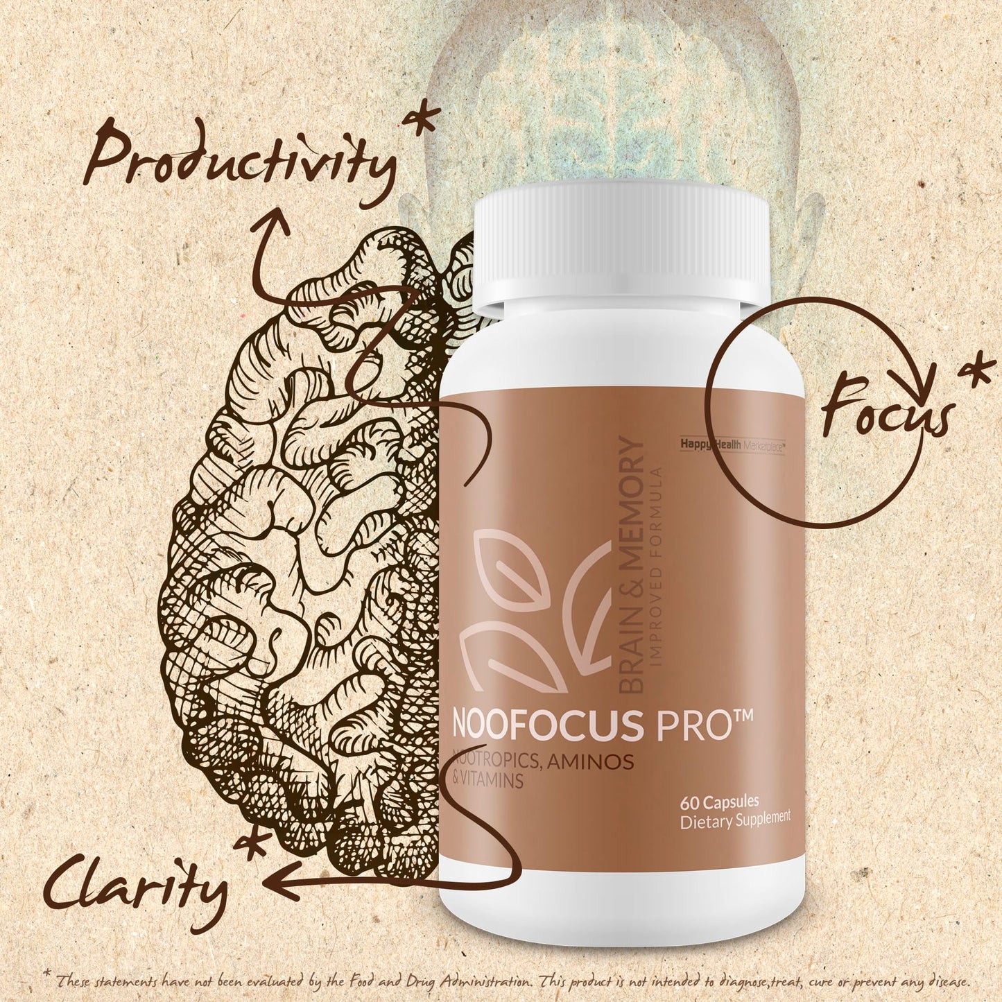 Happy Health Marketplace Memory Supplement Noofocus Pro Capsule, 60 Count