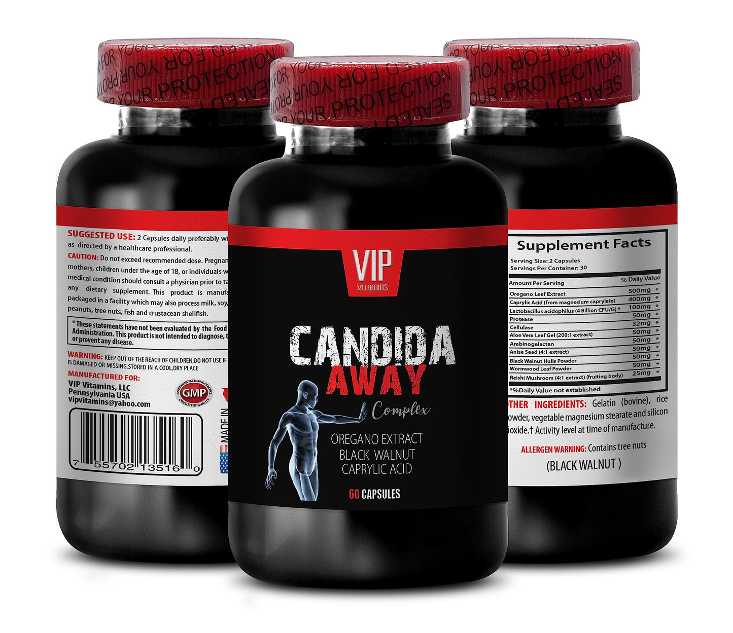 SKIN CARE SOLUTIONS Oregano Extract Candida Away Complex Capsules 60 Count