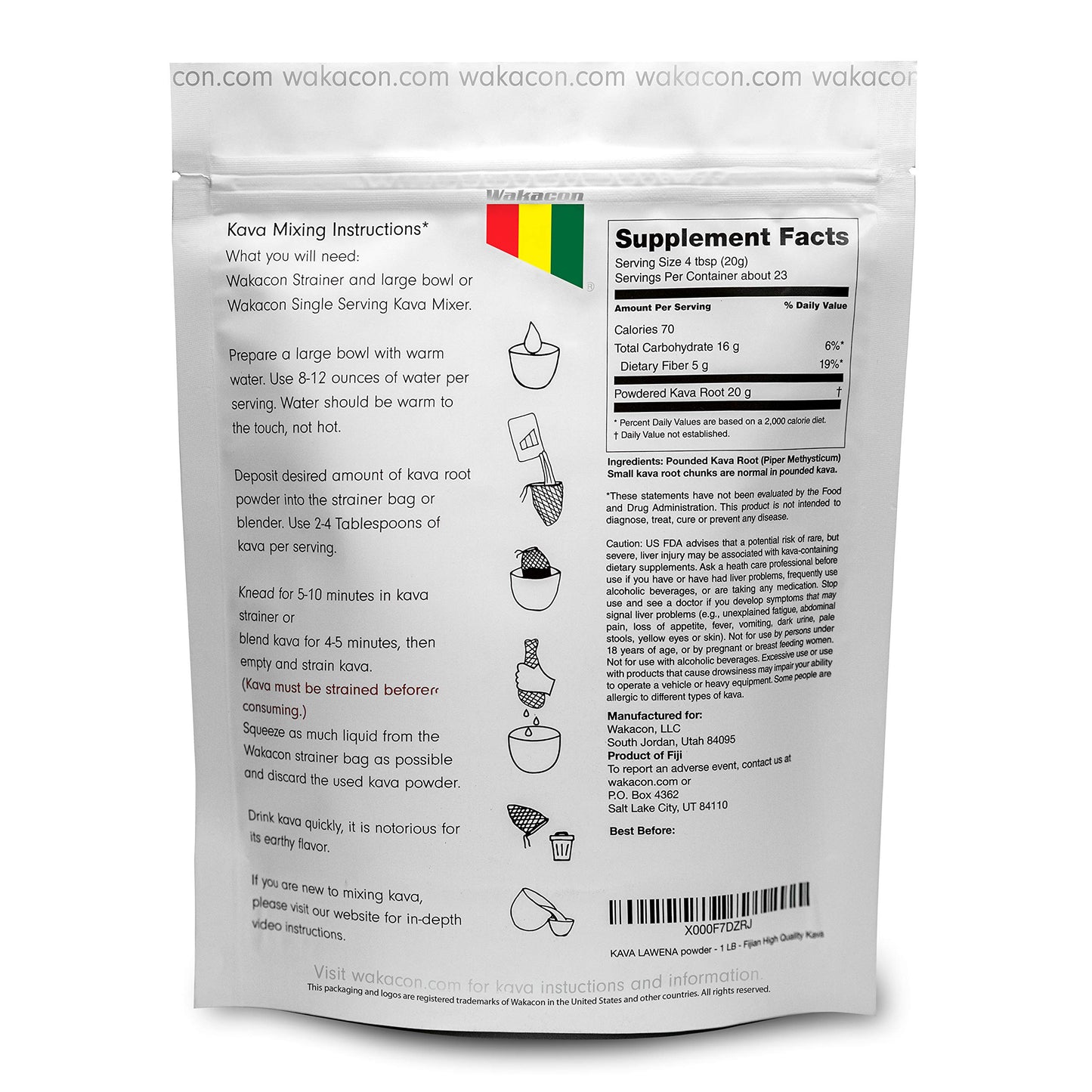 Wakacon Kava Lawena Powder, 16 Oz