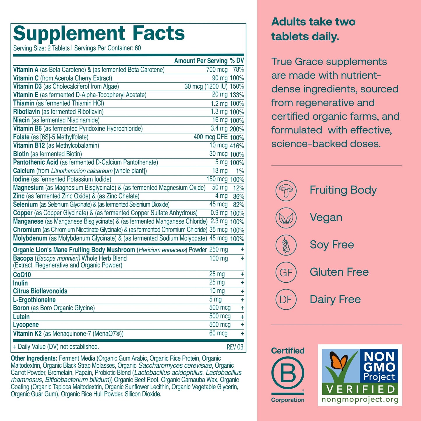 True Grace Daily Women's Multivitamin 50+ 120 Tablets