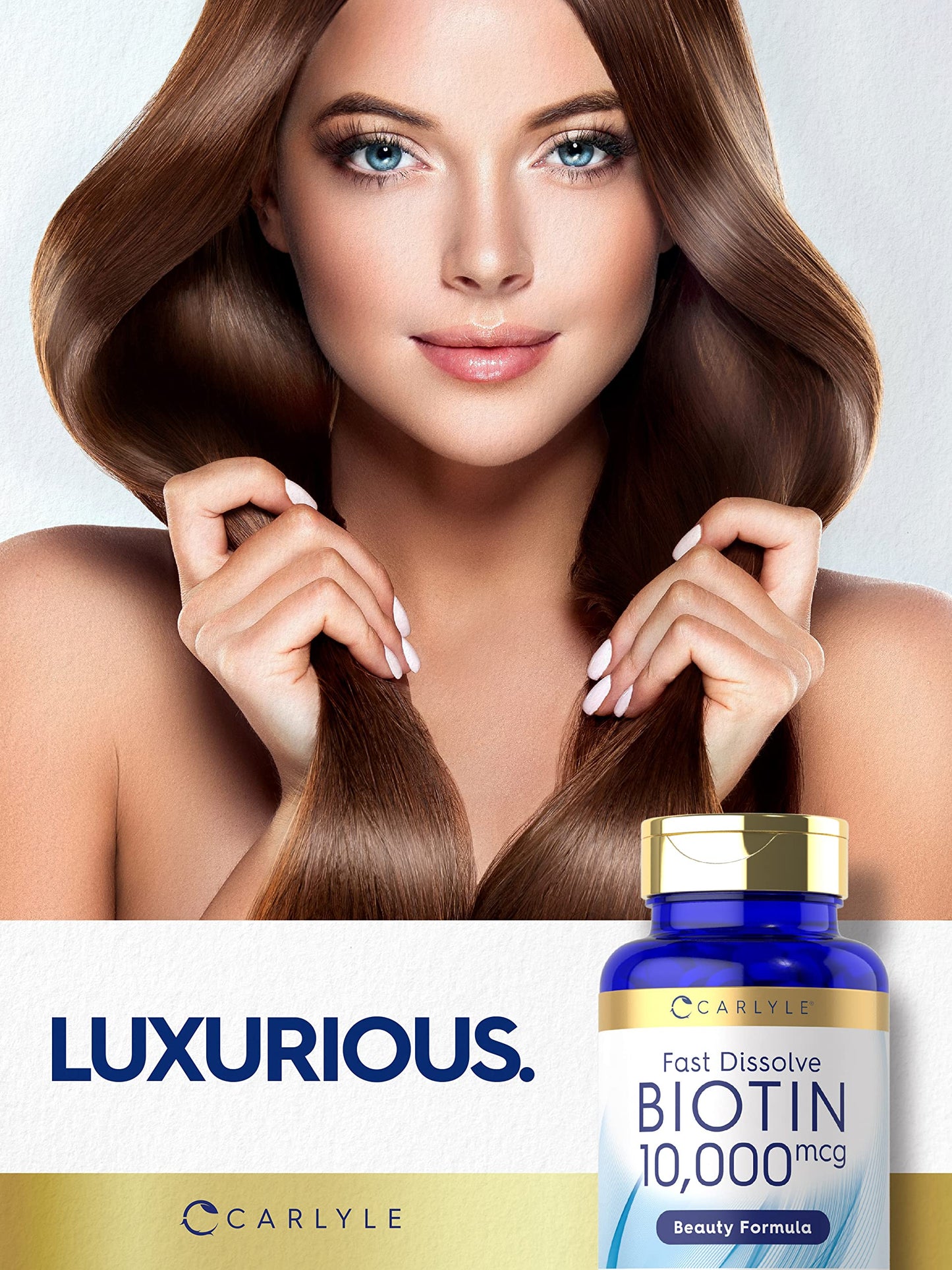 Carlyle Biotin 10,000 mcg Fast Dissolve Tablets, 500 Count