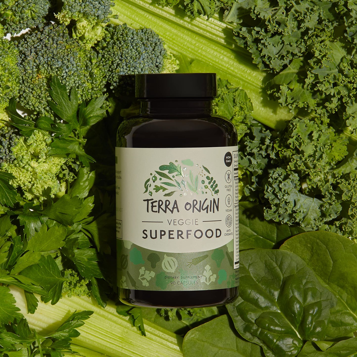 TERRA ORIGIN Veggie Superfood Supplement Capsules, 90 Count