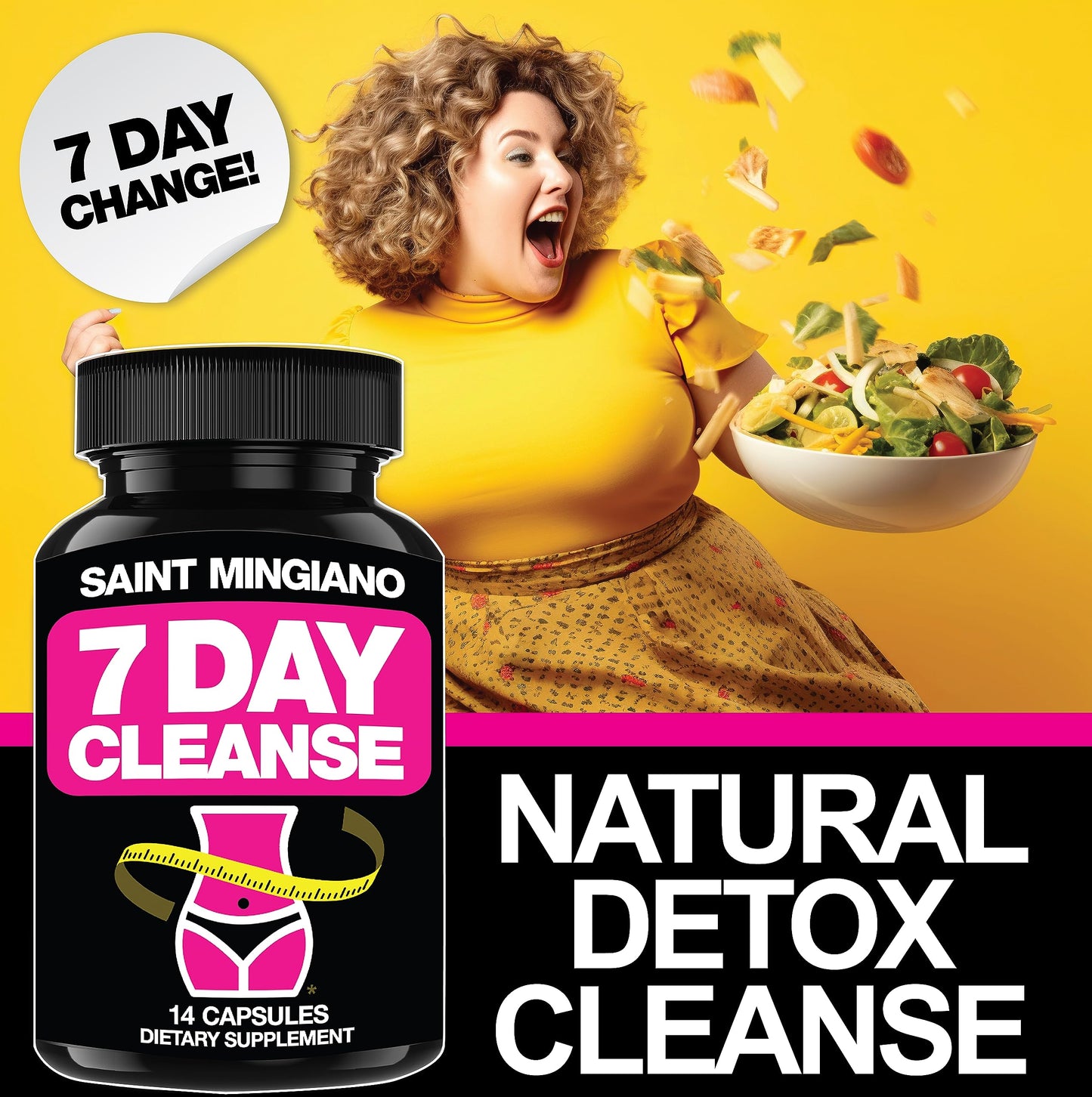 Saint Mingiano 7 Day Cleanse Program Colon Detox Extra-Strength Senna Leaf Supplements Capsule 14 Count