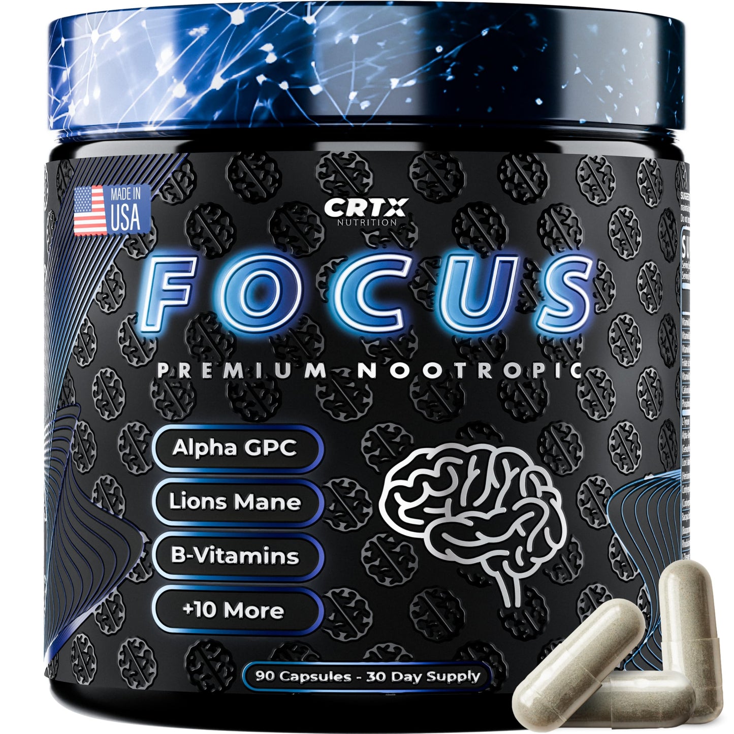 CRTX Nutrition Nootropic Focus Capsules, 90 Count