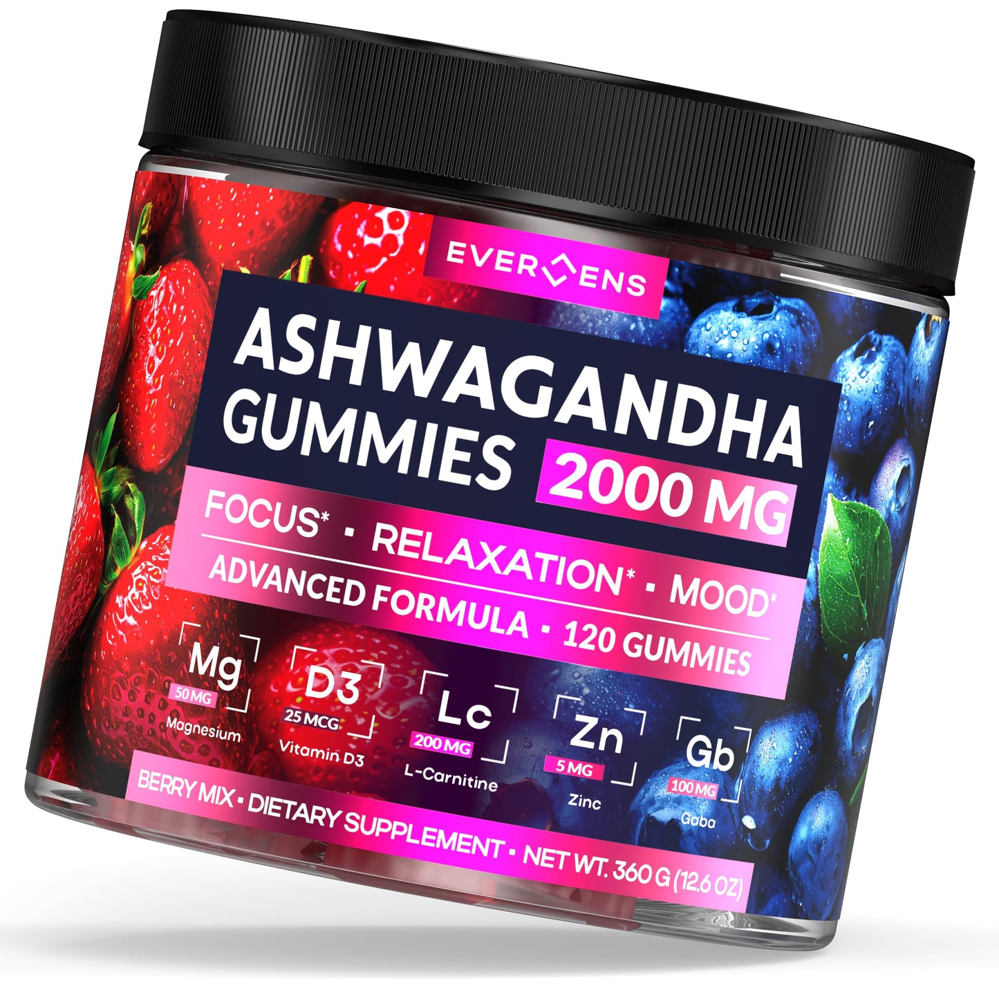 EVERLLENS Natural Ashwagandha Capsules 120 Count