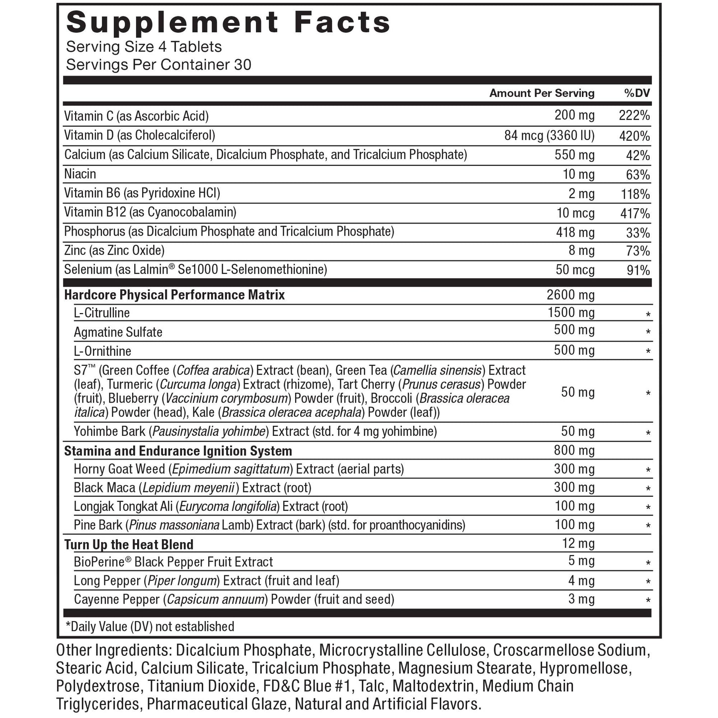 Force Factor Score! Hardcore Nitric Oxide Booster Supplement for Men with L-Citrulline, Yohimbe, Black Maca & B Vitamins, 240 Tablets