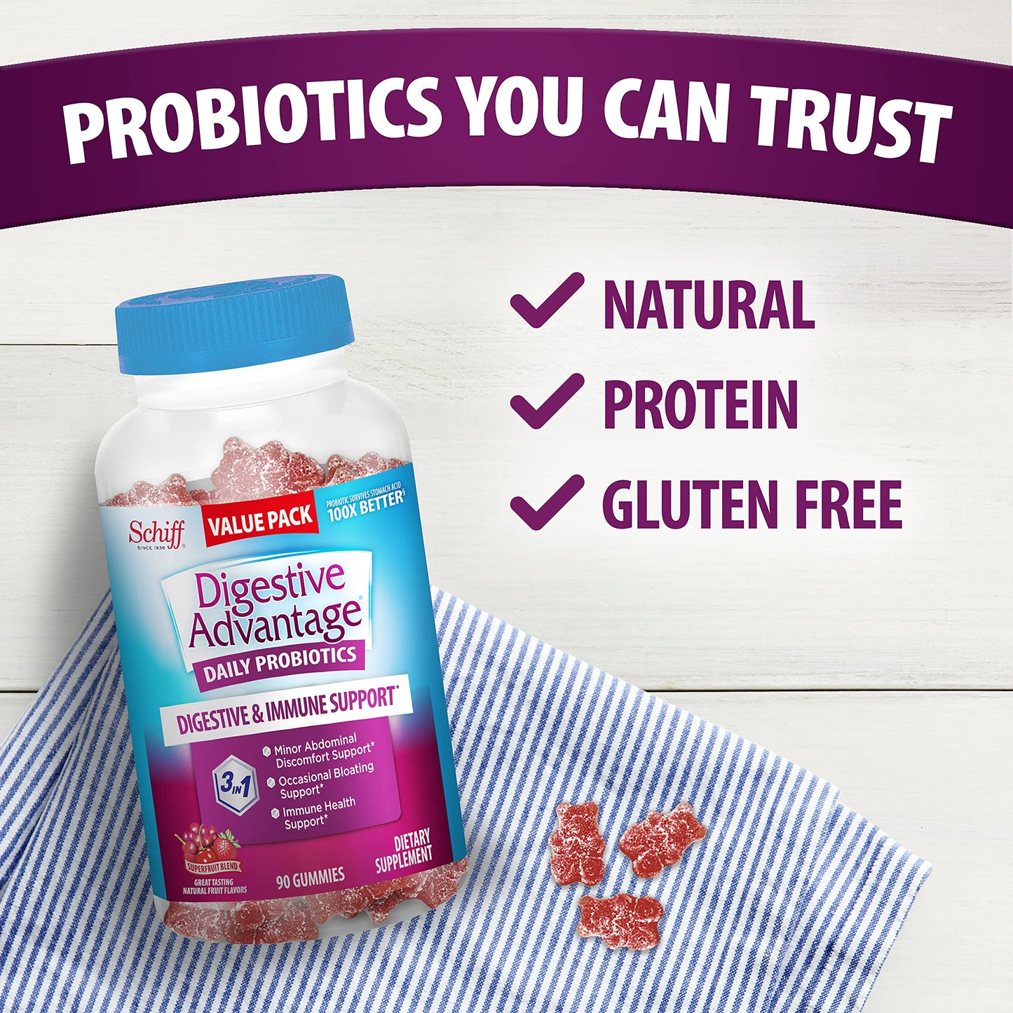 Digestive Advantage Probiotic Gummies, 90 Count