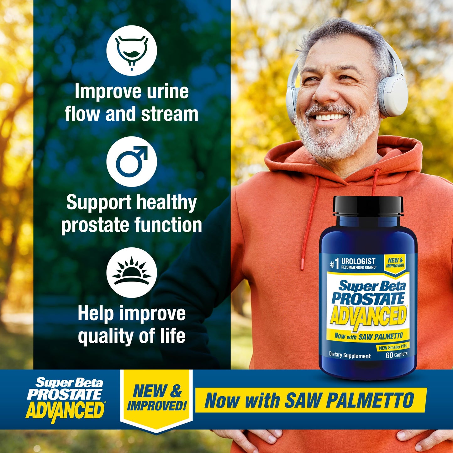 SUPER BETA PROSTATE Advanced with Saw Palmetto Prostate Health Supplements for Men Caplets 60 Count