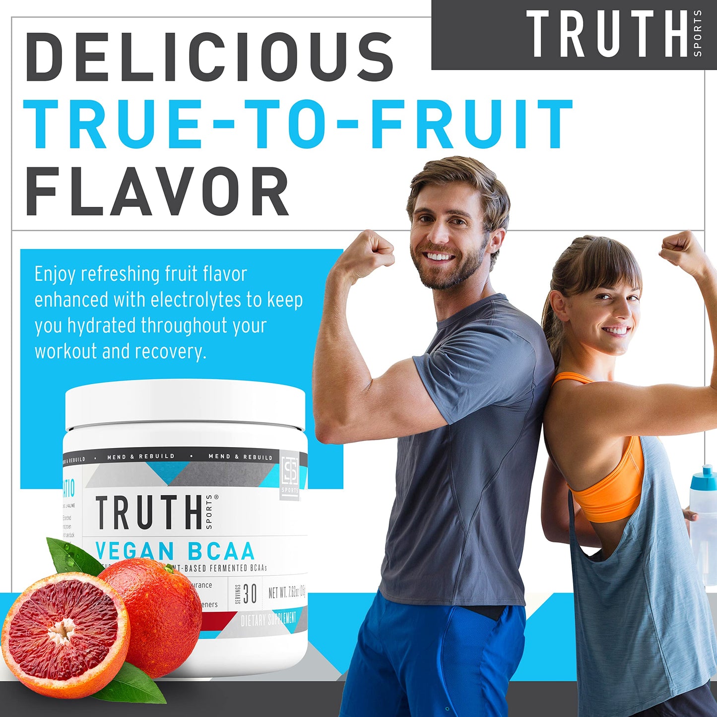 Truth Nutrition Vegan BCAA Powder Blood Orange 7.9 Ounce