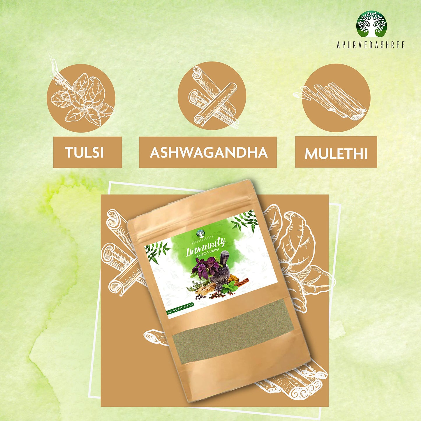 AYURVEDASHREE Immunity Kwath Powder 3.53 Ounce