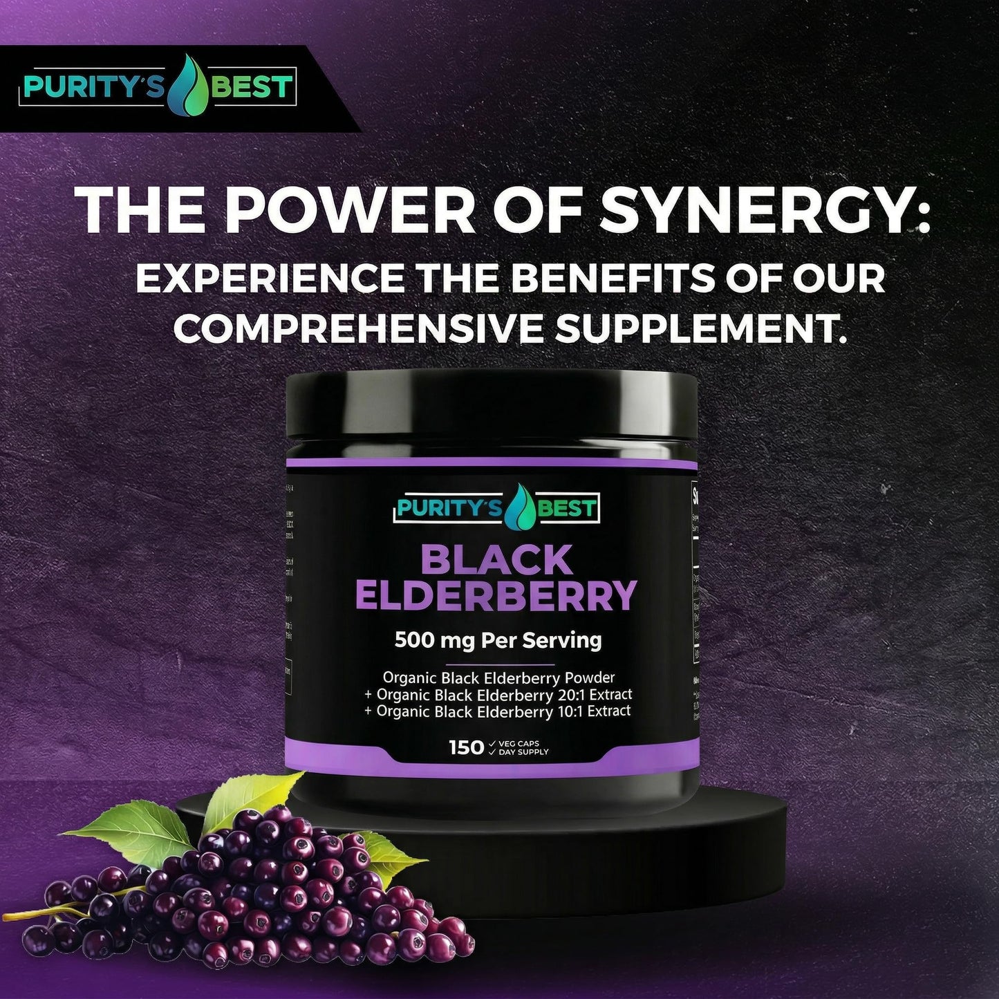 Purity`s Best Black Elderberry Extract Complex 150 Capsules