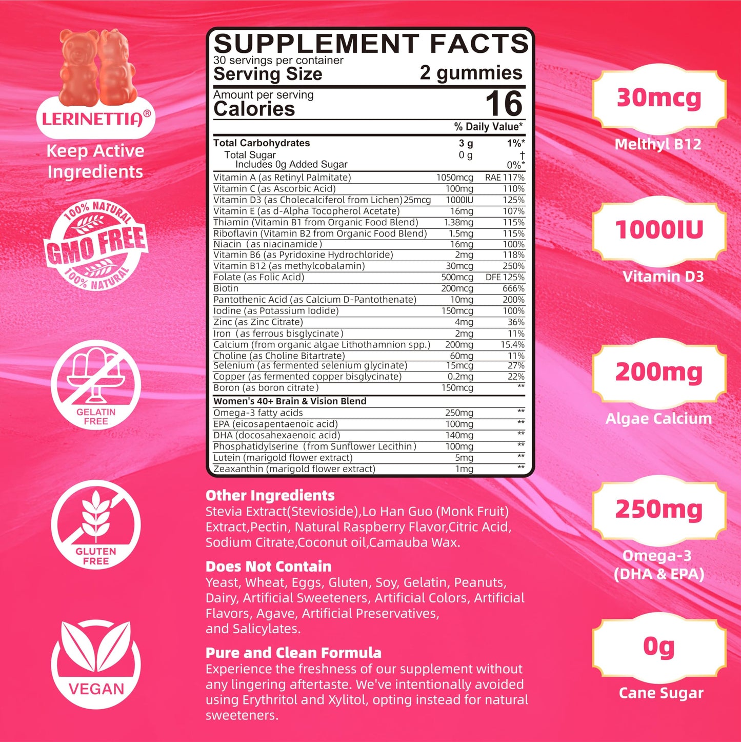 Lerinettia Multivitamin for Women Gummies 120 Count