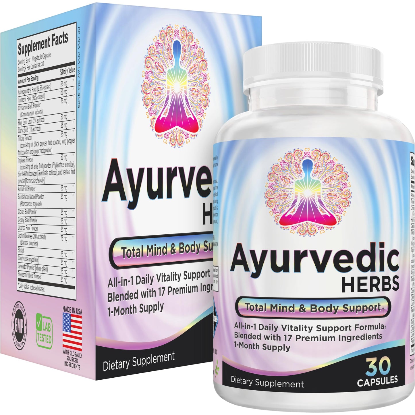 Elevate Recovery Supplements Ayurvedic Herbs 17-in-1 Supplement Capsule, 30 Count