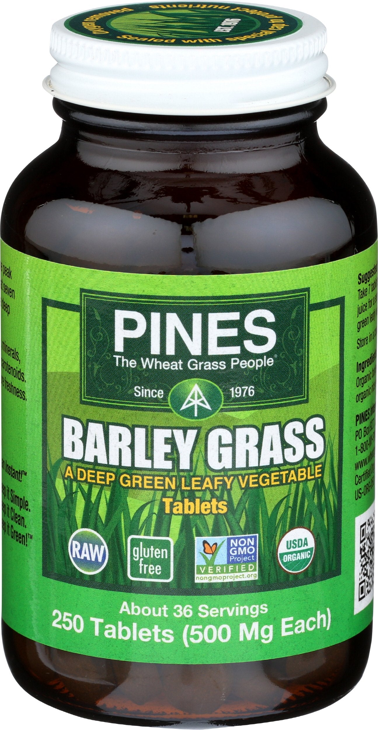 Pines Organic Barley Grass Tablets, 250 Count