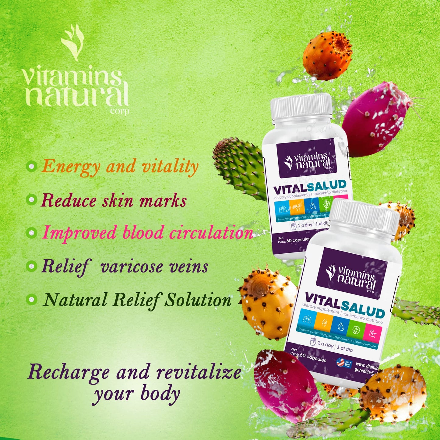 VITAMINS NATURAL CORP Probiotic and Botanical Formula for Women and Men with Lactobacillus Acidophilus Nopal and L Carnitine for Gut Microbiome Digestive Support and Energy Balance Capsule 1