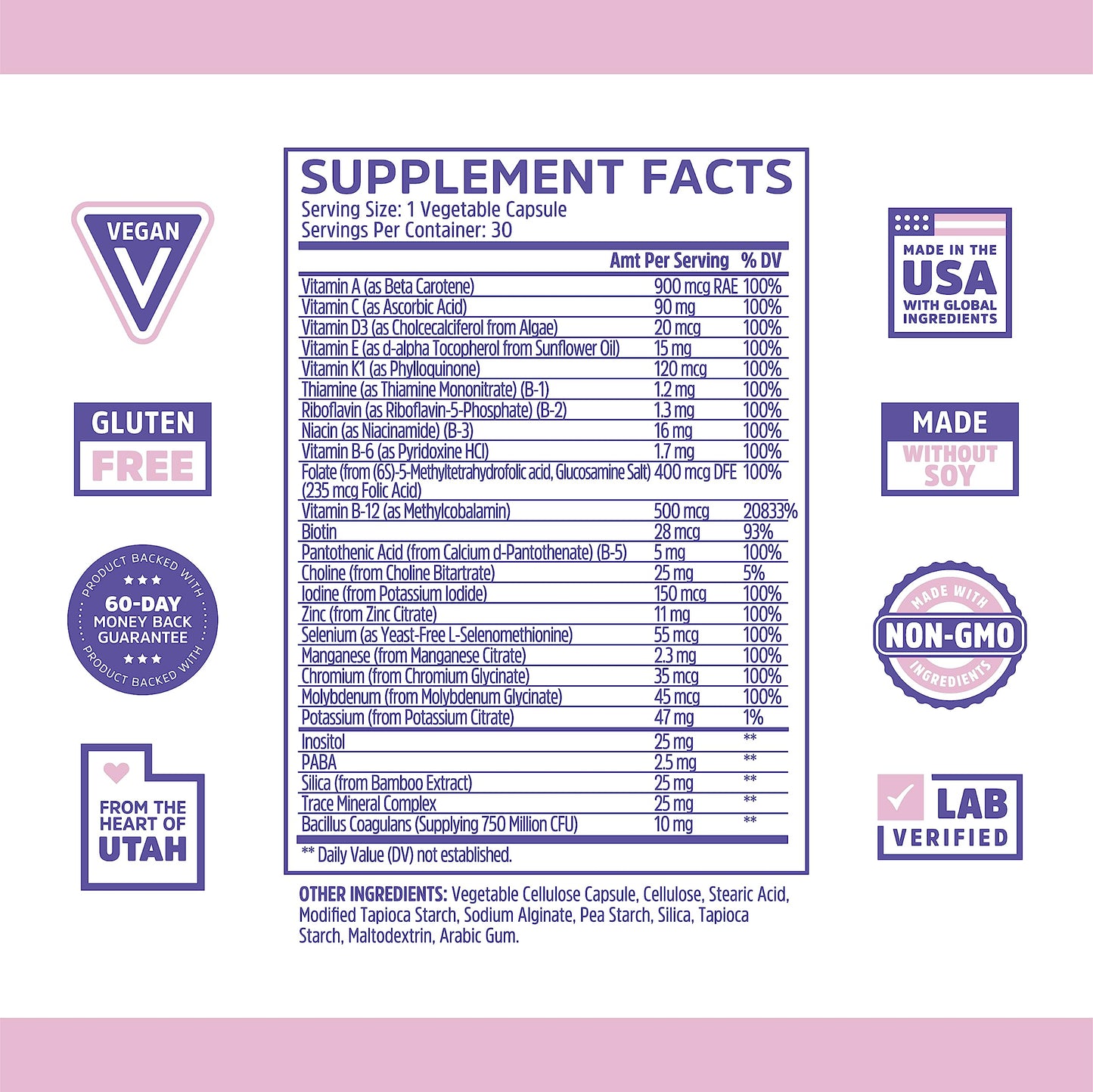 ZHOU Daily Boost Probiotic Multivitamin for Women & Men, 30 Capsules