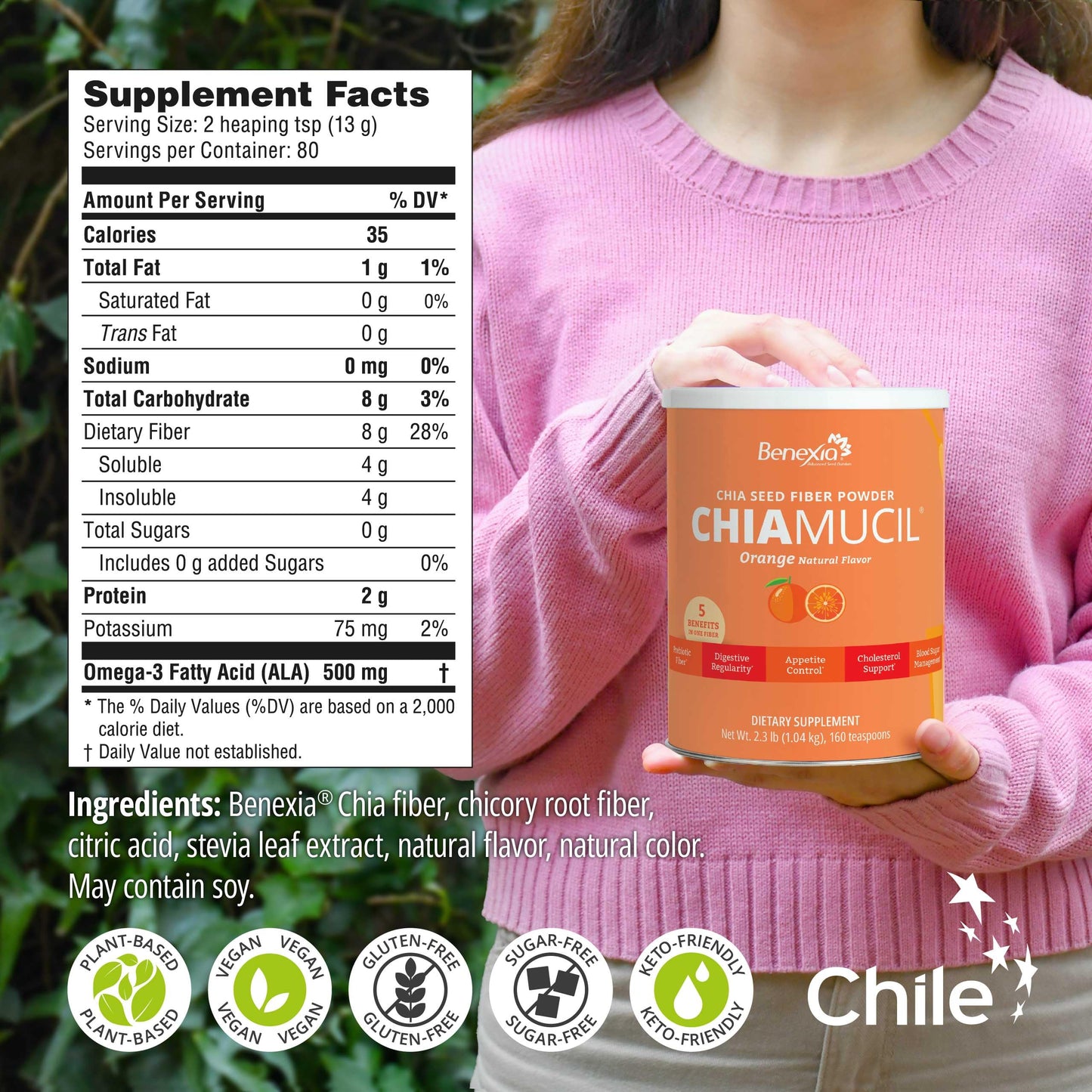 BENEXIA Chiamucil Prebiotic Chia & Inulin Fiber Powder 36.7