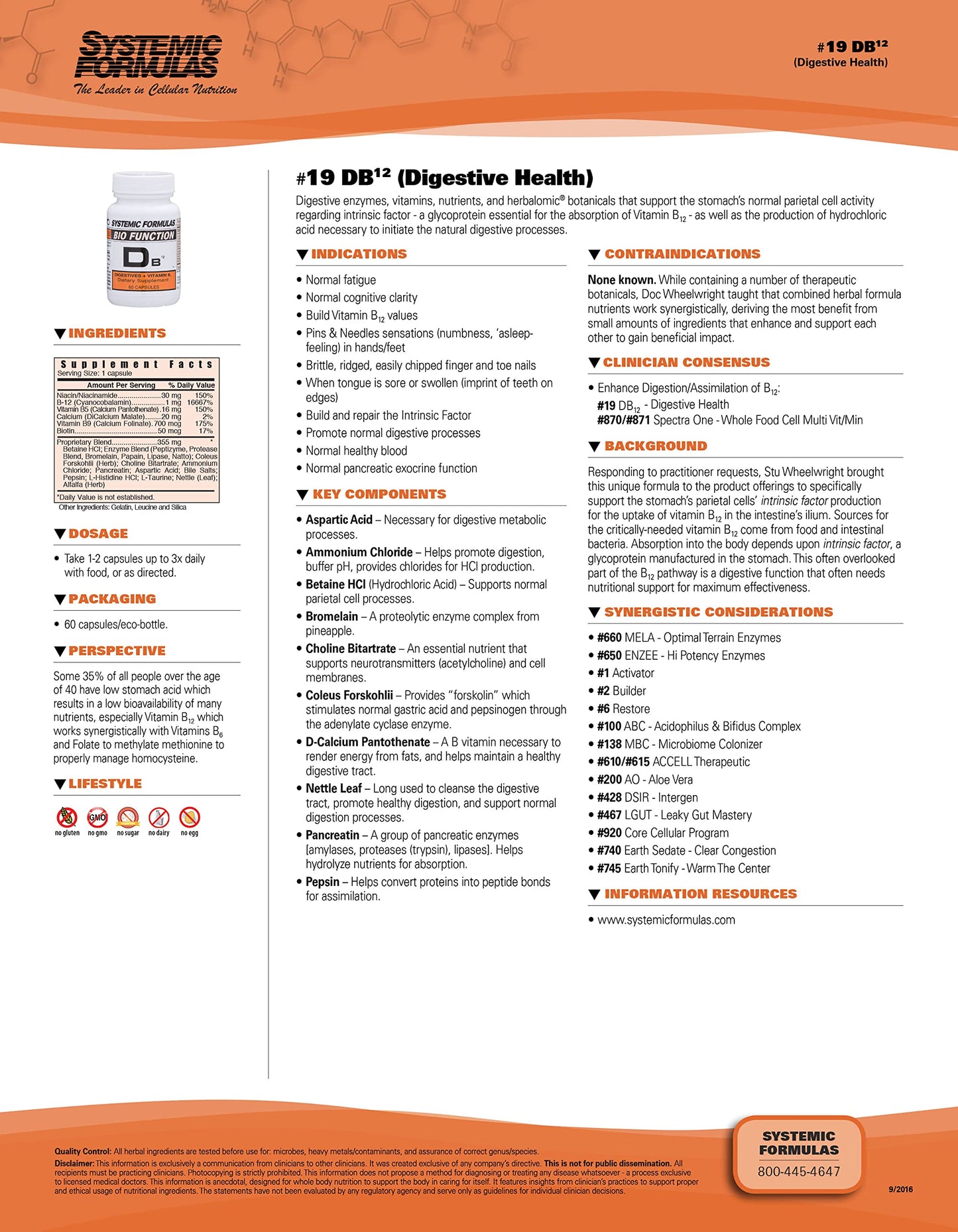 Systemic Formulas DB12 Digest VIT. B12 Capsule 60 Count