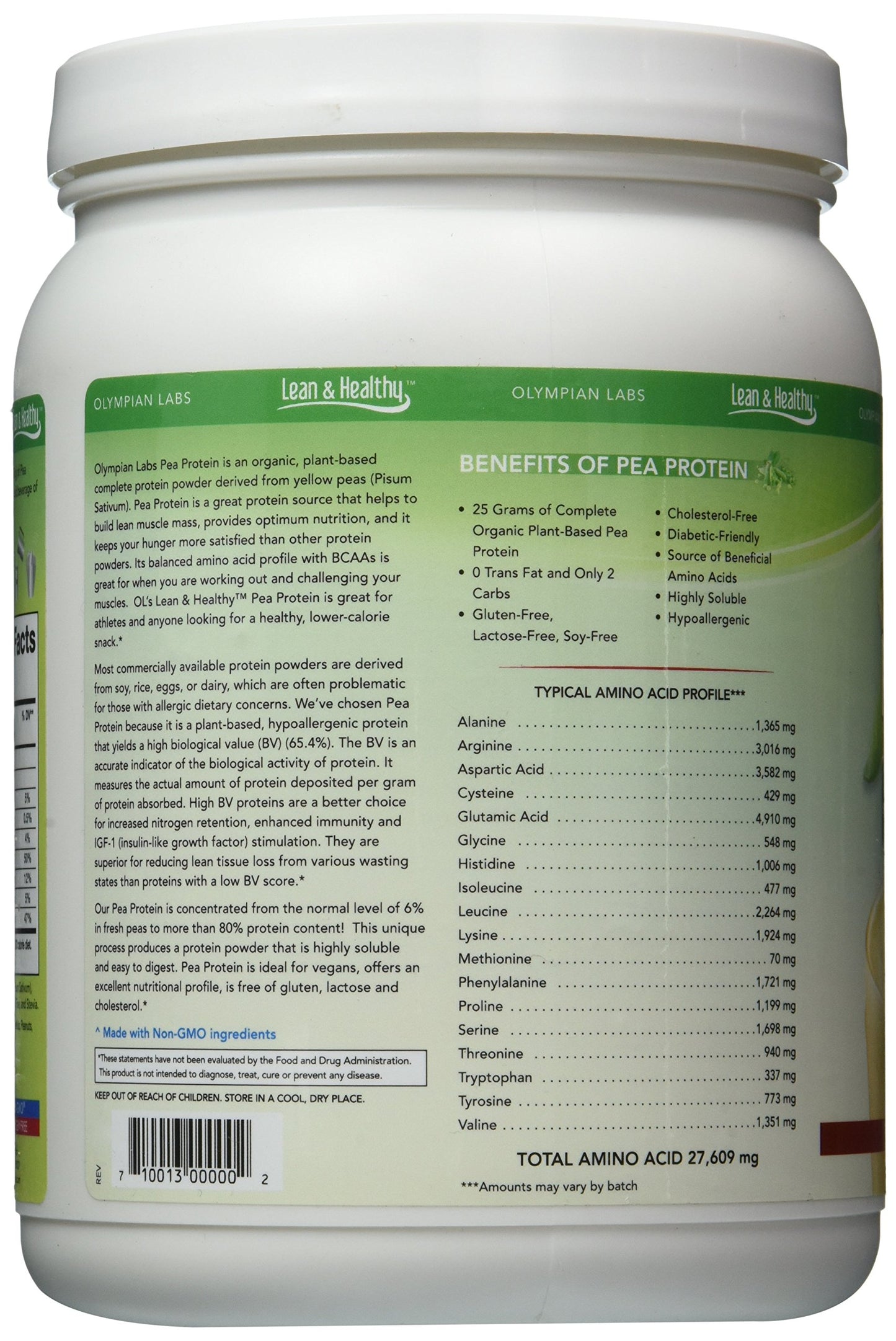 Olympian Labs Vanilla Pea Protein Powder, 1.09 lb, 17.4 Servings