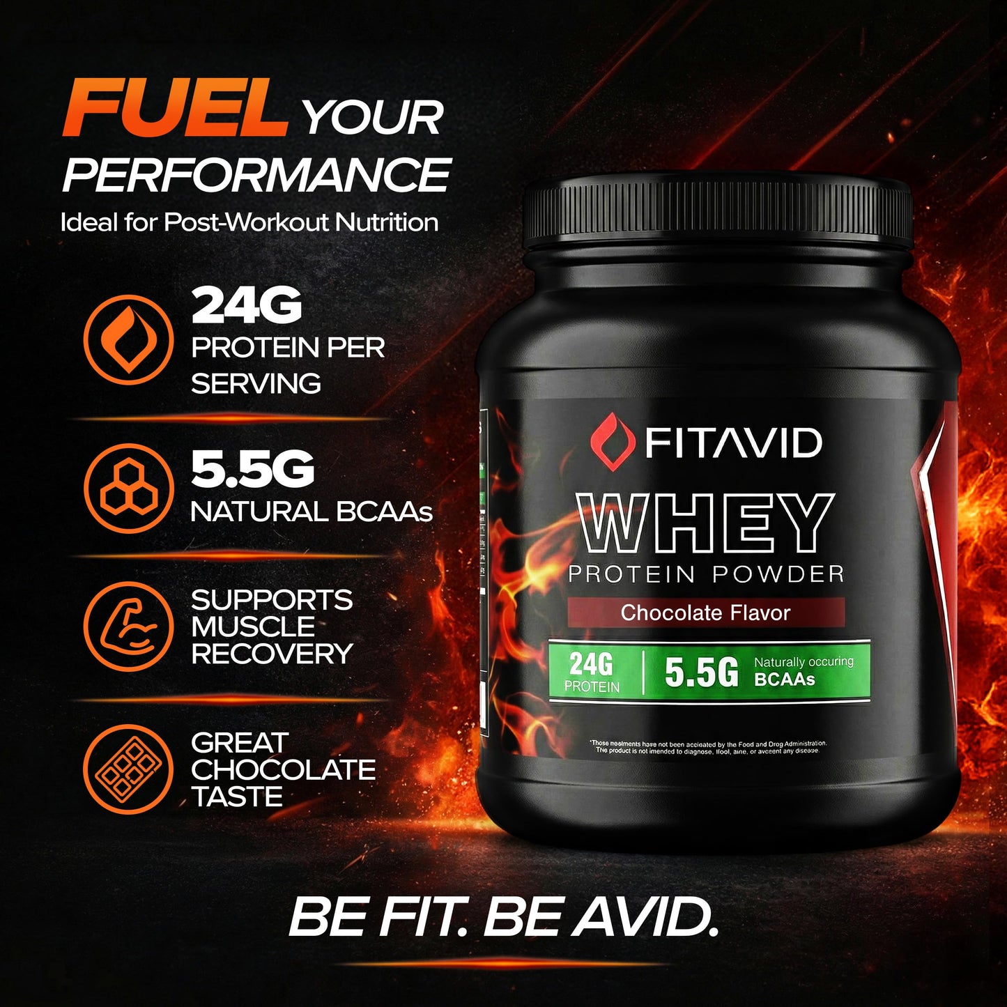 FITAVID Whey Protein Powder 32 Servings