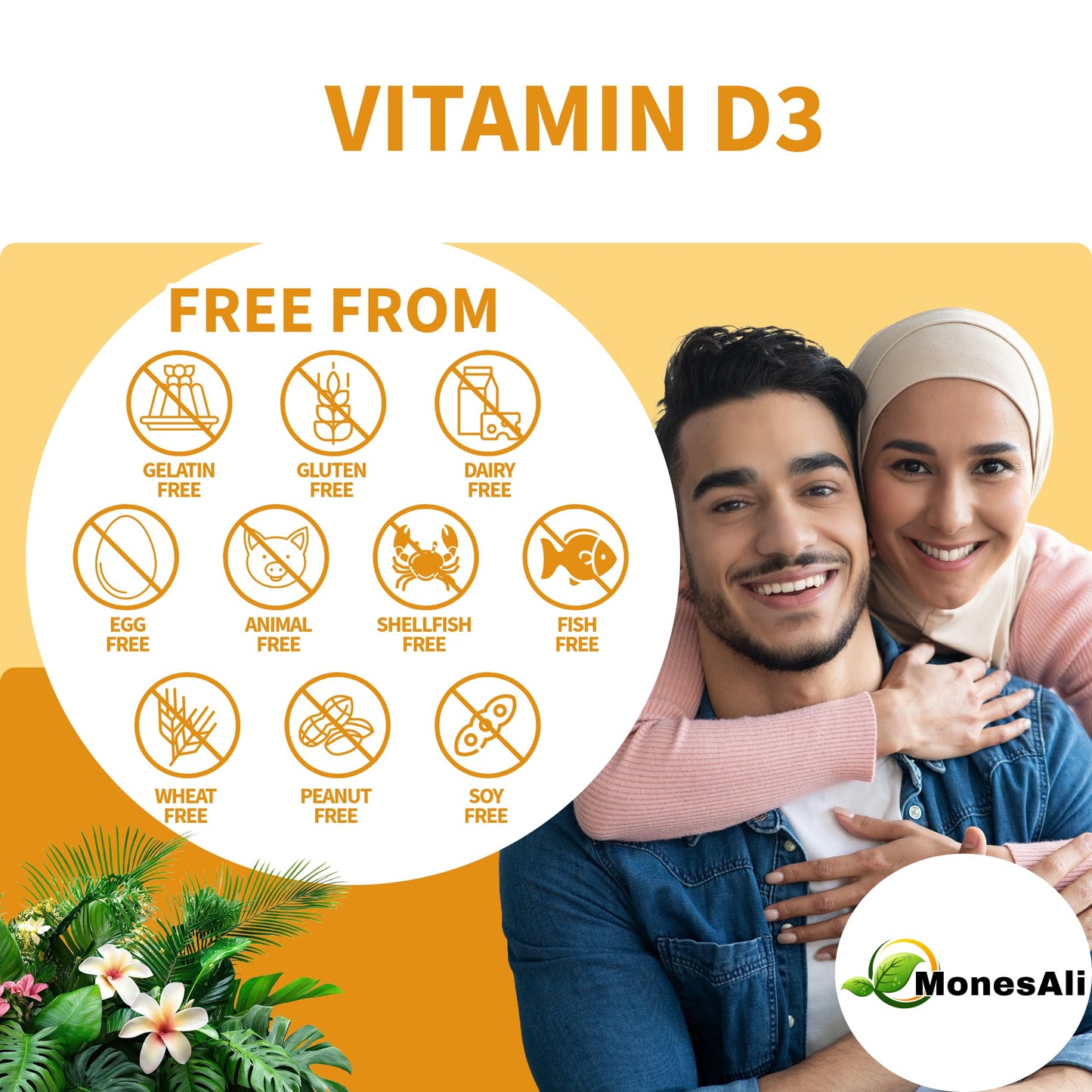 MonesAli Vitamin D3 2500 IU Capsules, 90 Count