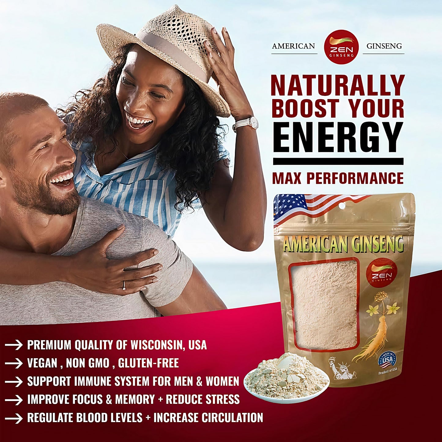 Zen Ginseng American Wisconsin Ginseng Powder, 4 oz