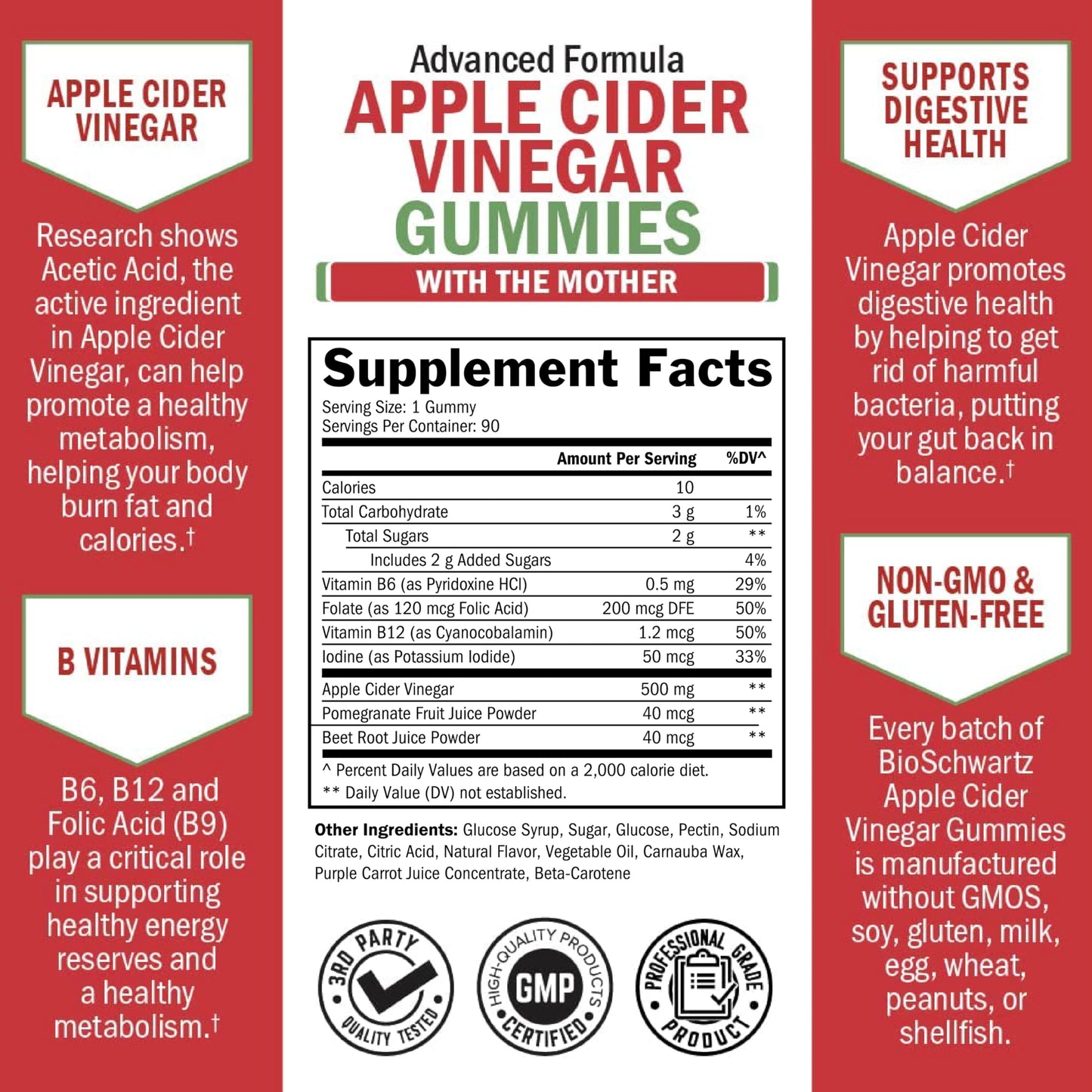 BioSchwartz Apple Cider Vinegar Gummies 90 Count