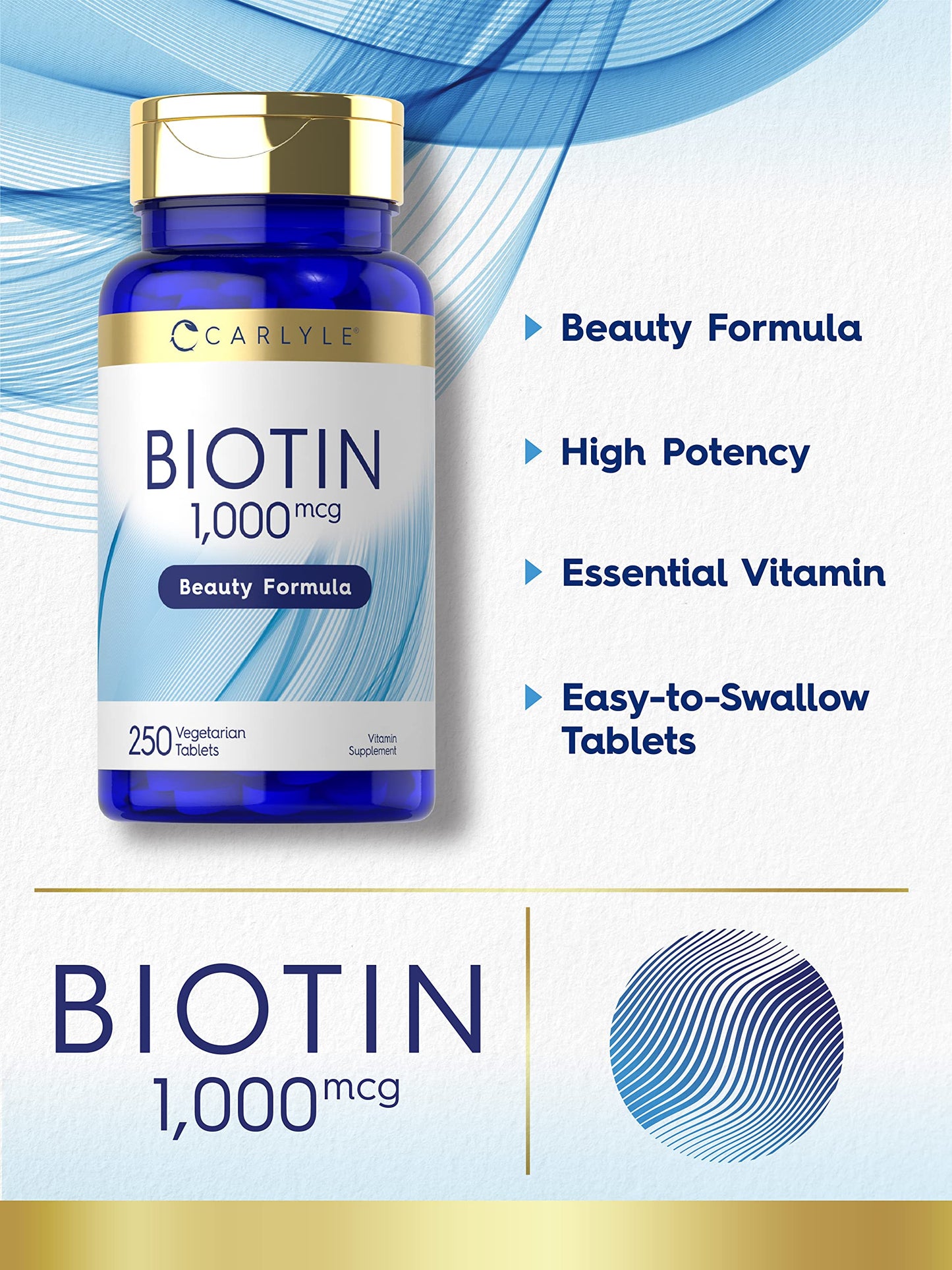 Carlyle Biotin 1000mcg Tablets, 250 Tablets