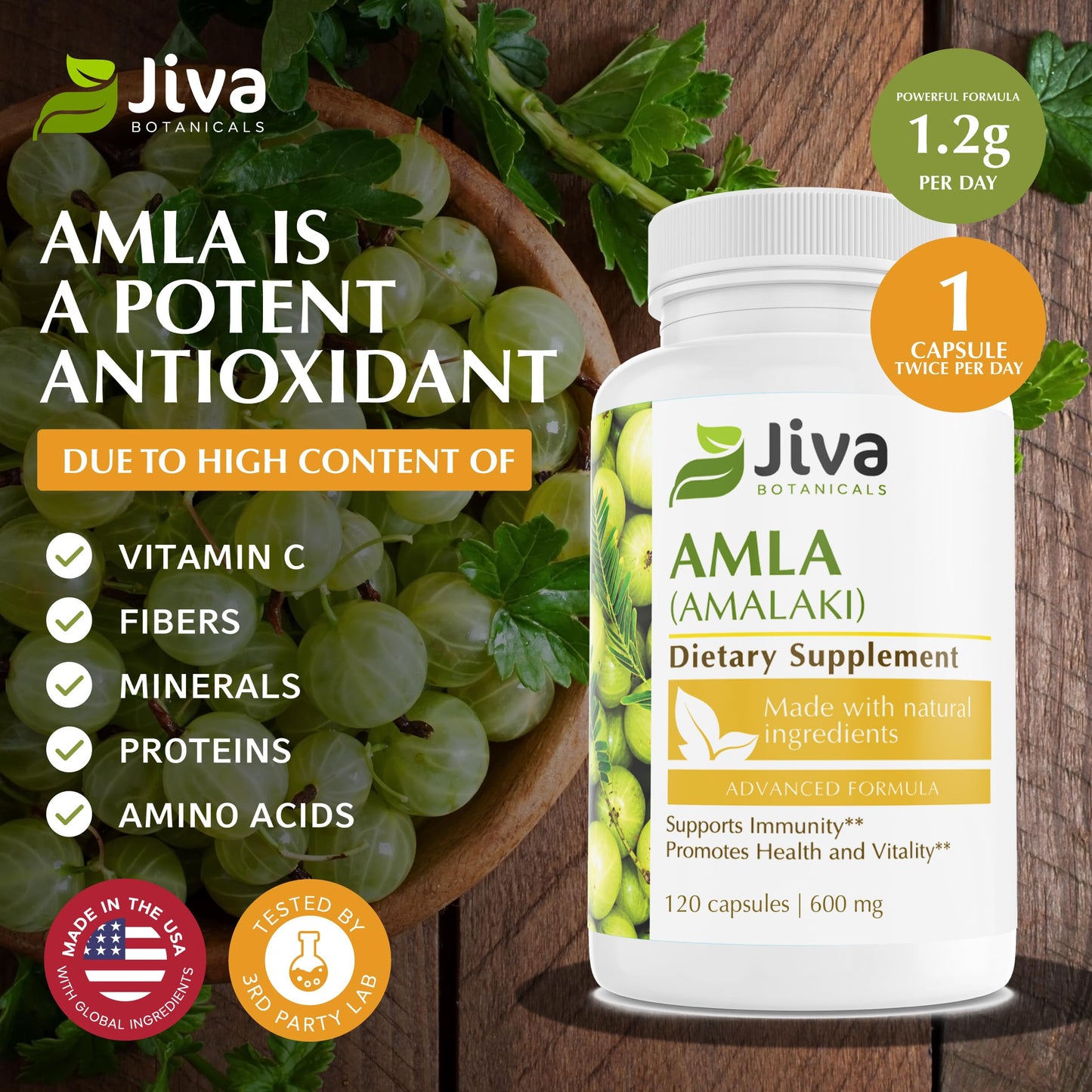 Jiva Botanicals Amla Capsules 120 Capsules