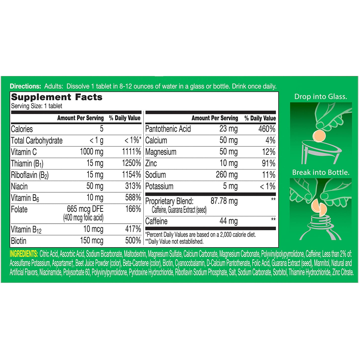 Berocca Energy Vitamin Supplement for Mental Sharpness and Physical Energy Support, Effervescent Tablets, 20 Count