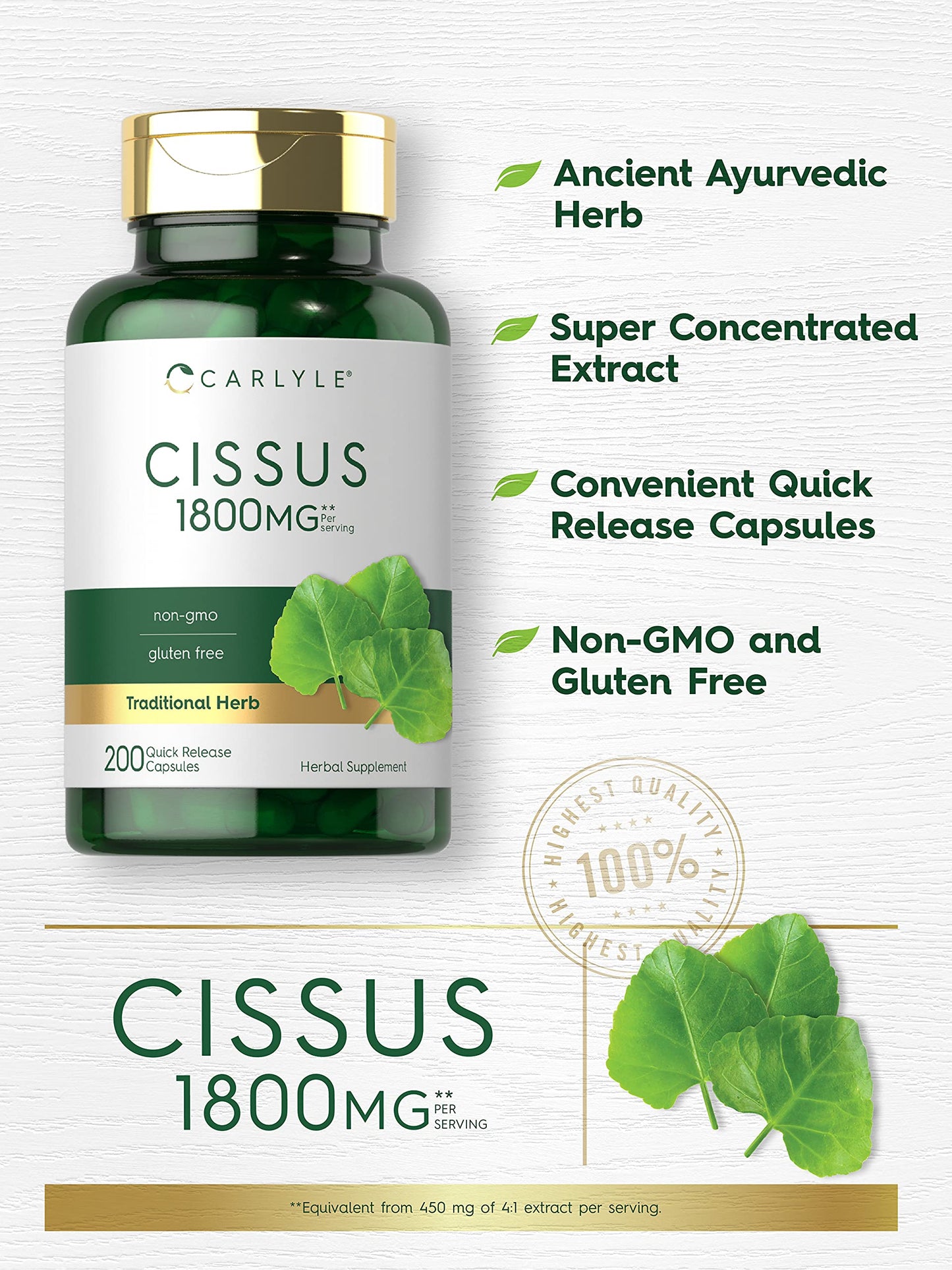 Carlyle Cissus Quadrangularis Capsules, 200 Count