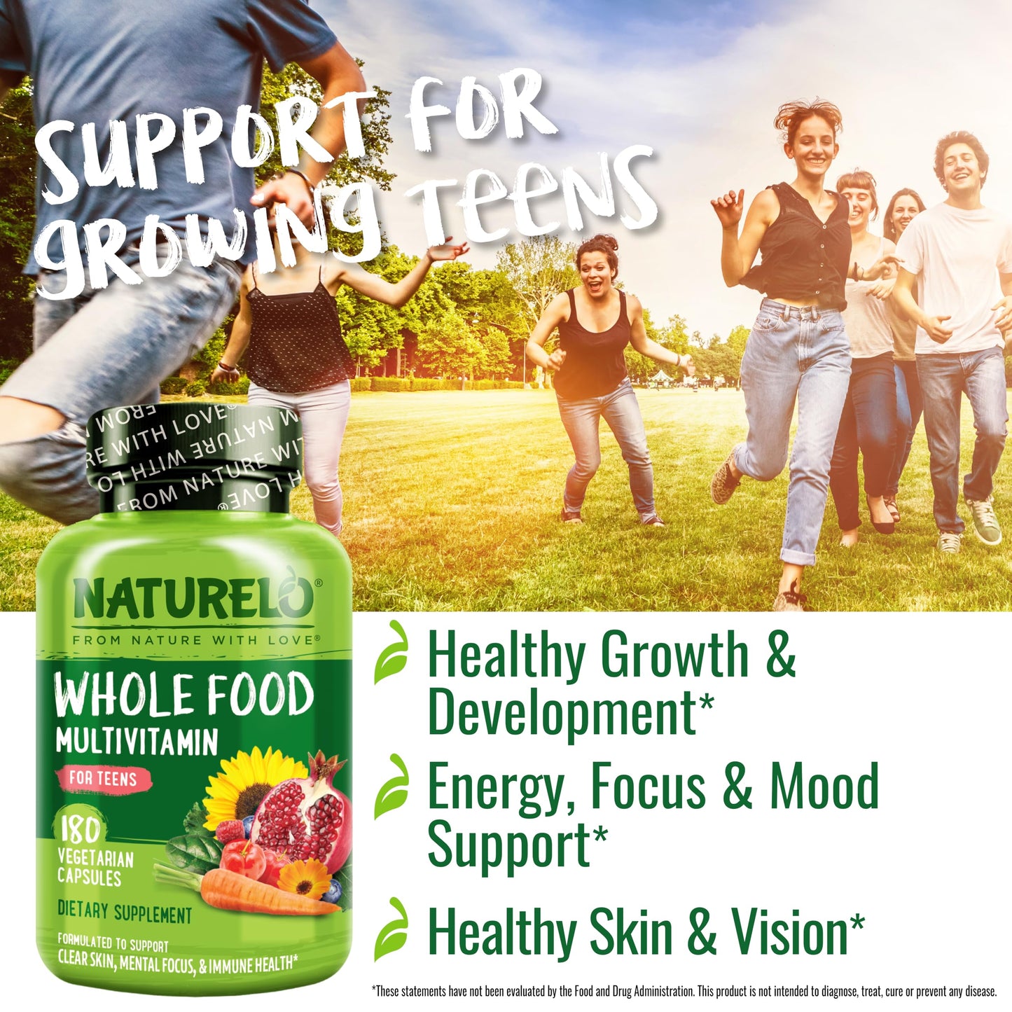 NATURELO Multivitamins for Teenage Girls/Boys 180 Capsules
