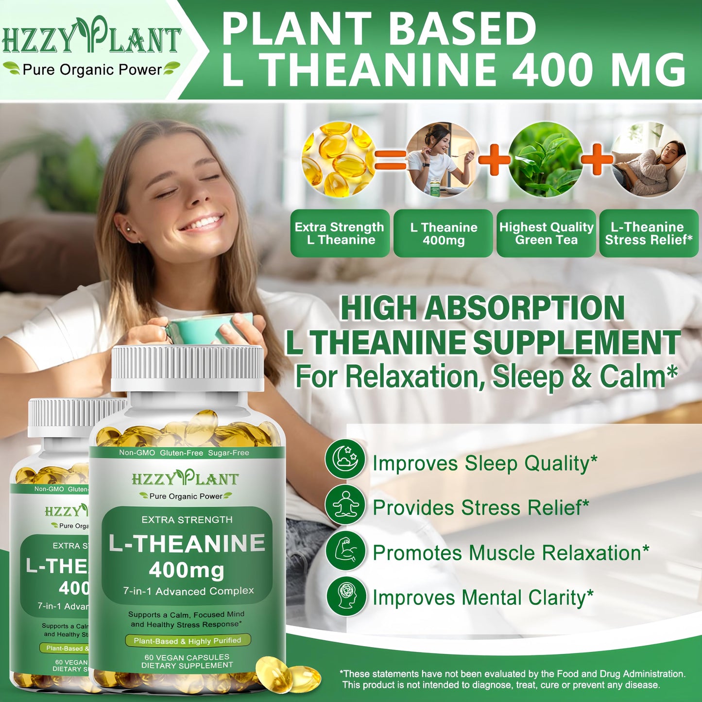 HZZYPLANT L-Theanine Softgels 60 Count