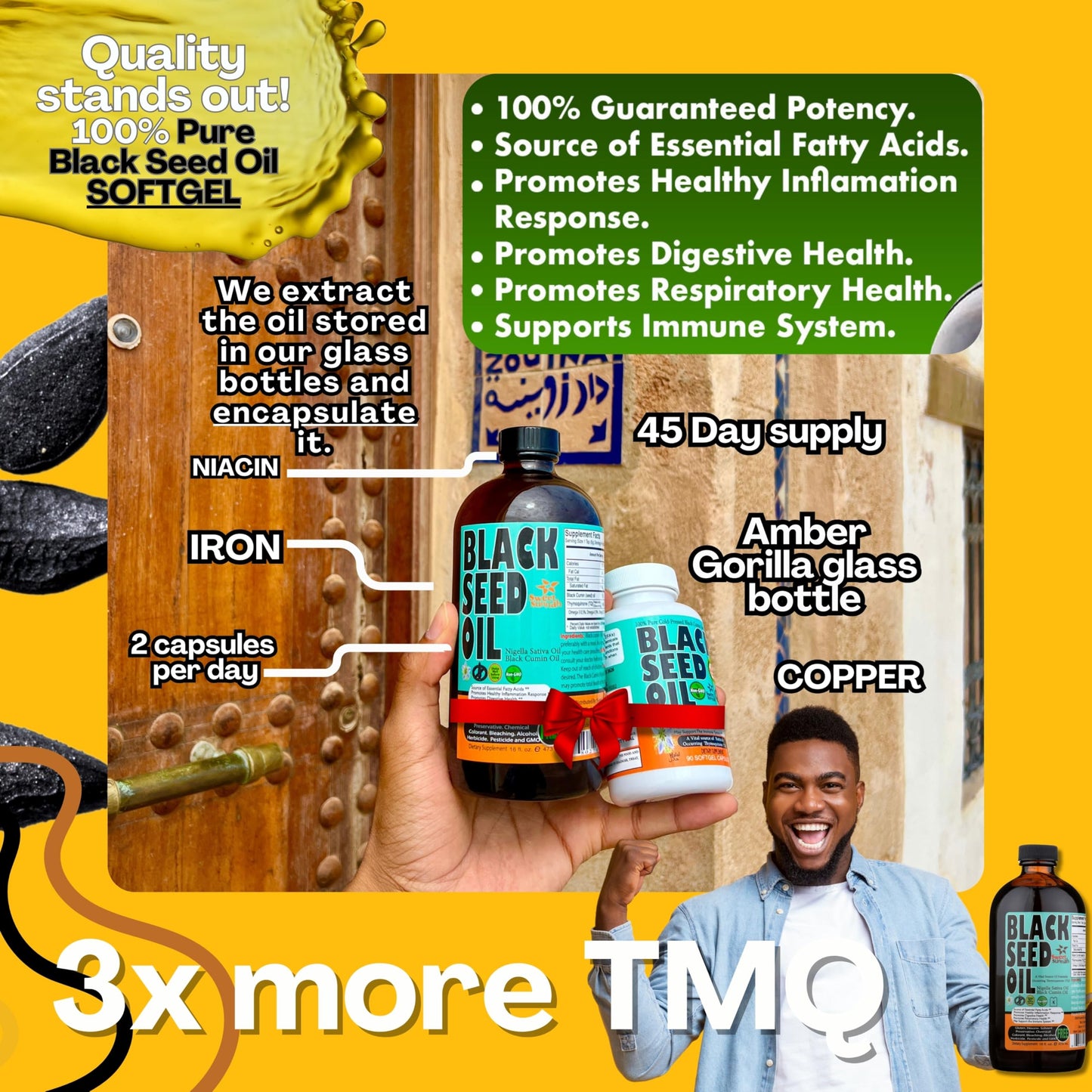 Sweet Sunnah Black Seed Oil Capsules 1000mg Softgels, 90 Count