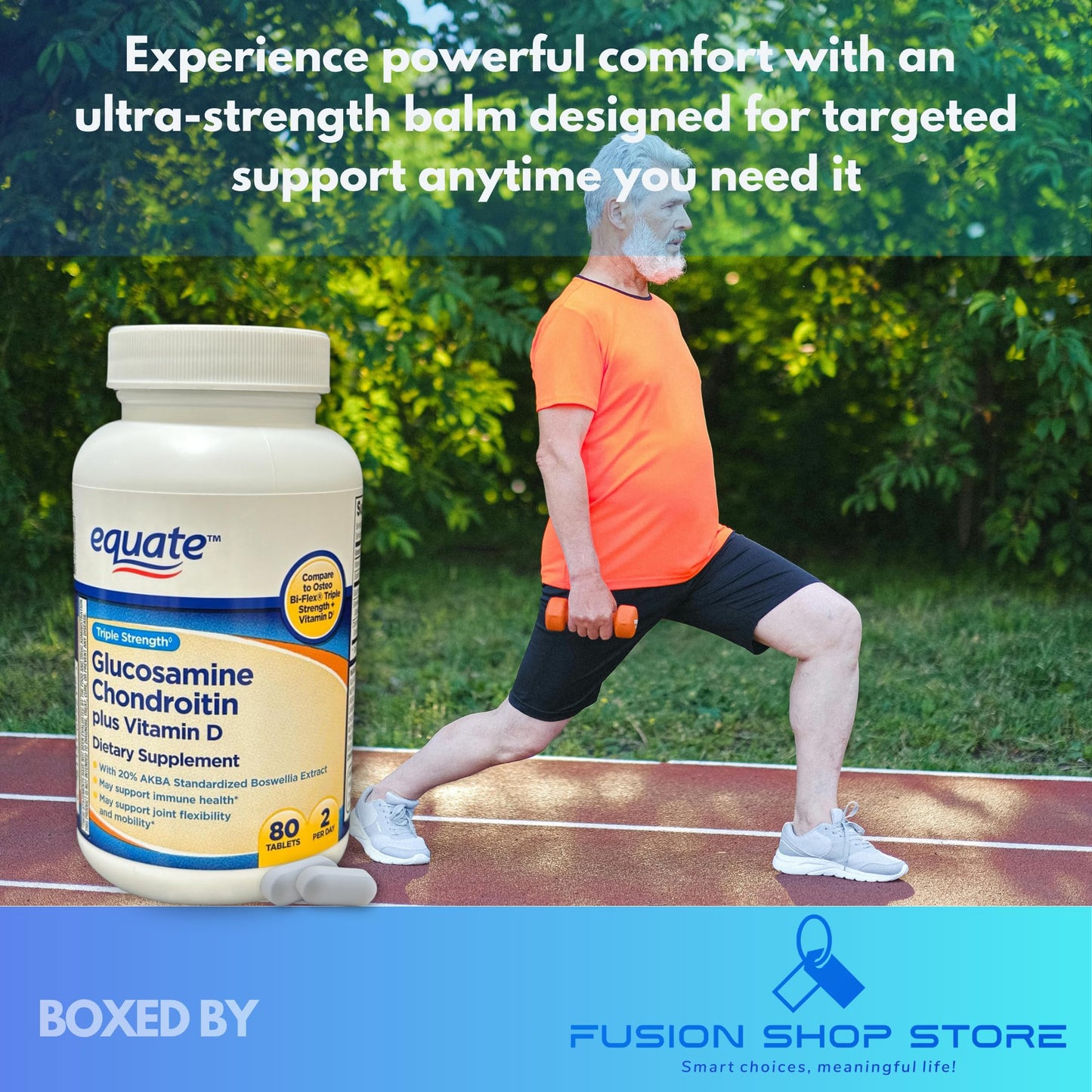 FUSION SHOP STORE Glucosamine Chondroitin Plus Vitamin D Triple Strength, 80 Tablets
